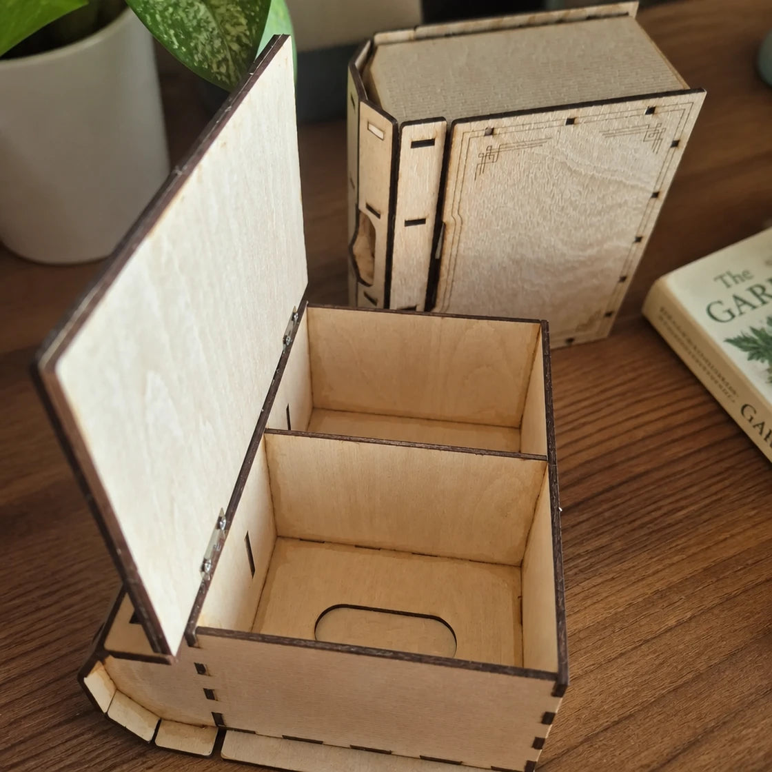 Book style double deck box