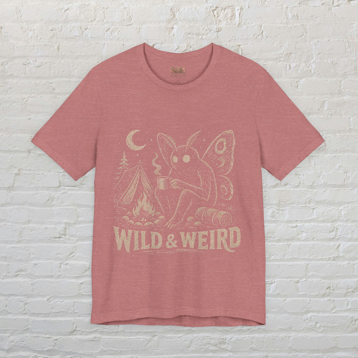 Mothman Camping Shirt | Cryptidcore Weirdcore Folk Horror Tee | Wild and Weird Cryptid Gift