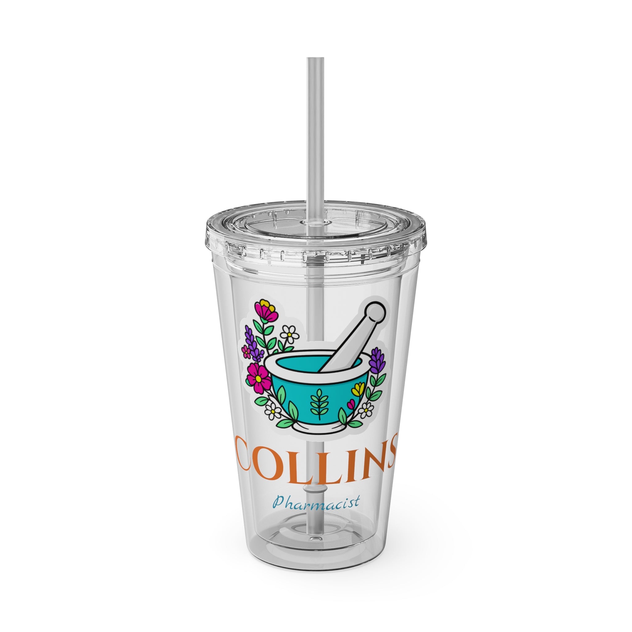 Herbal Apothecary Transparent Tumbler – Personalized 16oz Tumbler with Straw