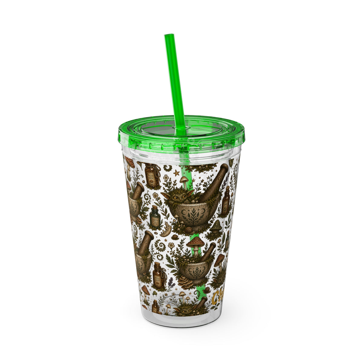 Gremlin Apothecary Mushroom Tumbler With Straw For Herbal Tea Garden Design