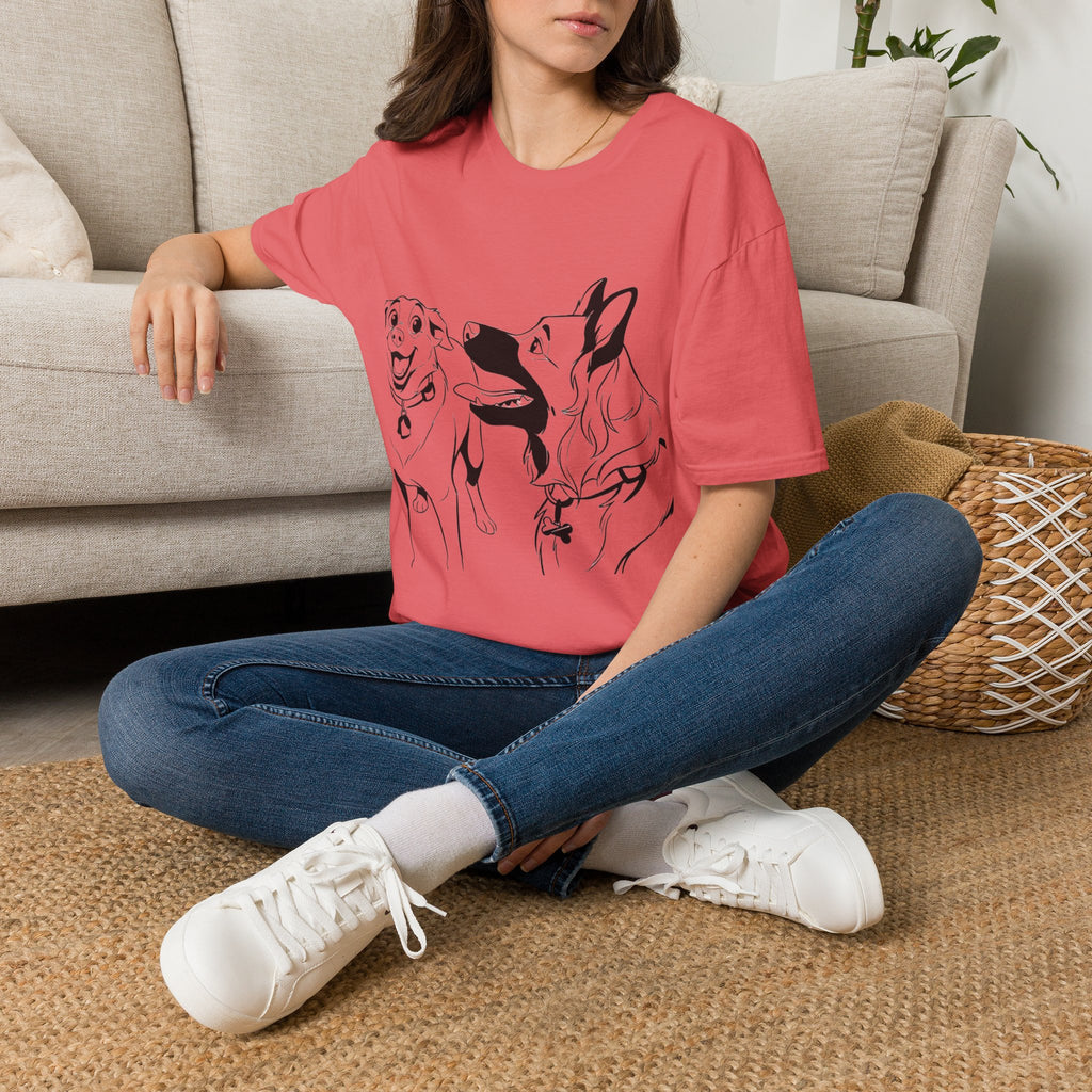 Dog Duo T-Shirt — Playful  Rancor & Ronin Toon Line Art Tee