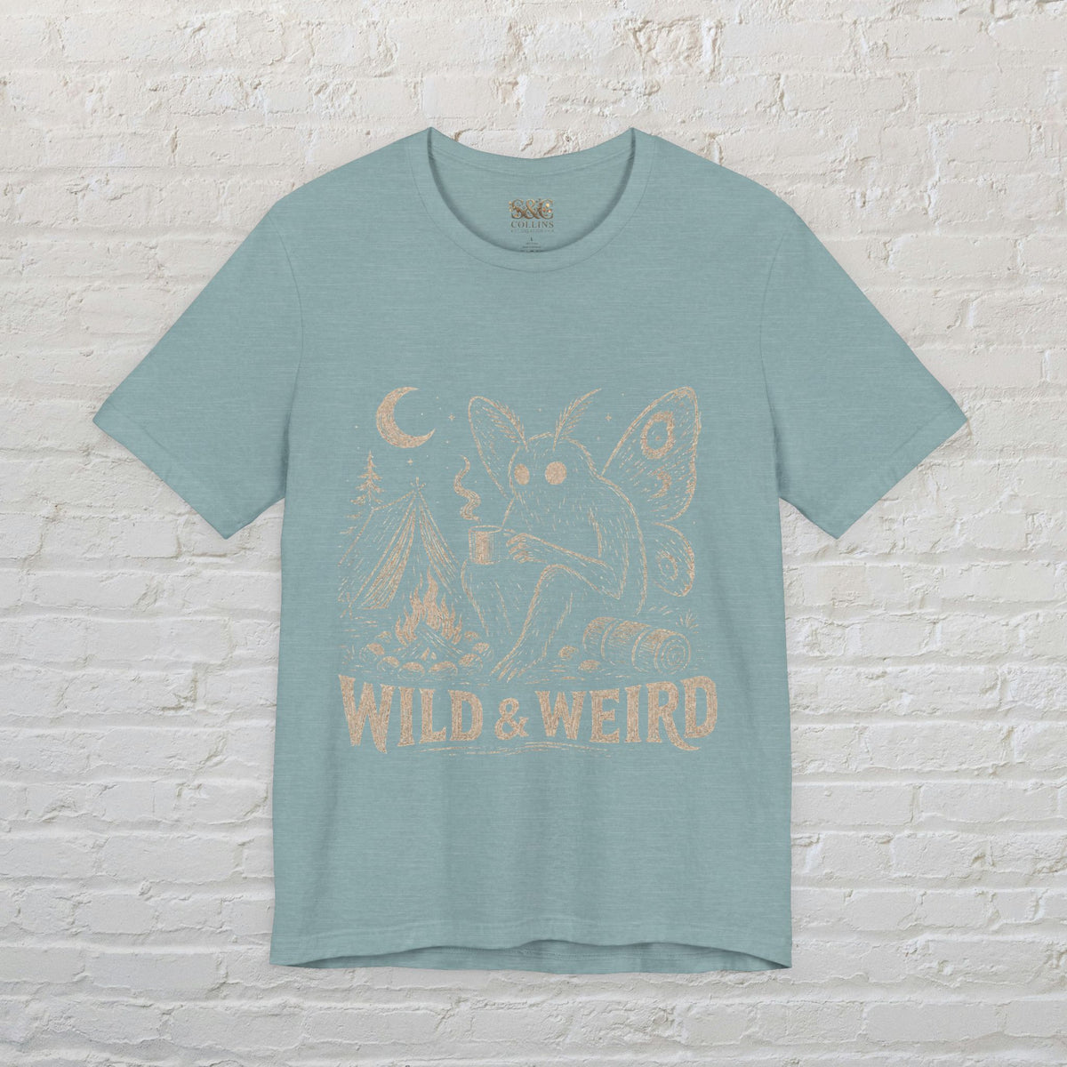 Mothman Camping Shirt | Cryptidcore Weirdcore Folk Horror Tee | Wild and Weird Cryptid Gift