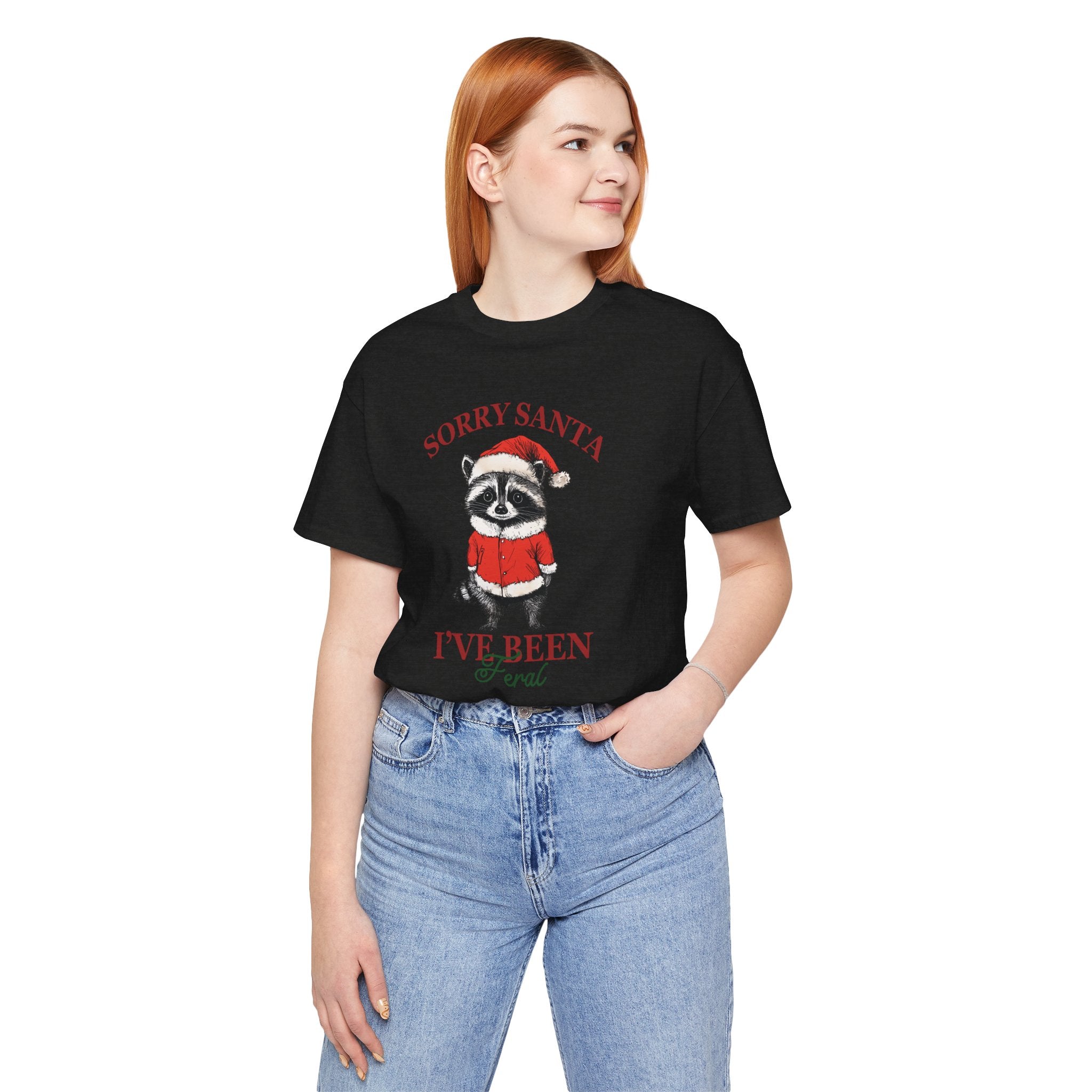 T‑Shirt — "Sorry Santa I've Been Feral" Raccoon Christmas Tee