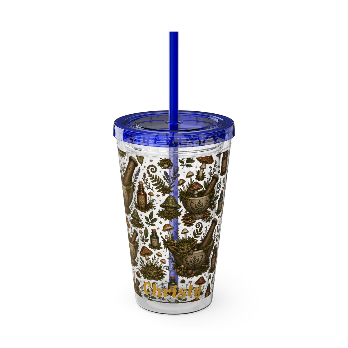 Gremlin Apothecary Mushroom Tumbler With Straw For Herbal Tea Garden Design