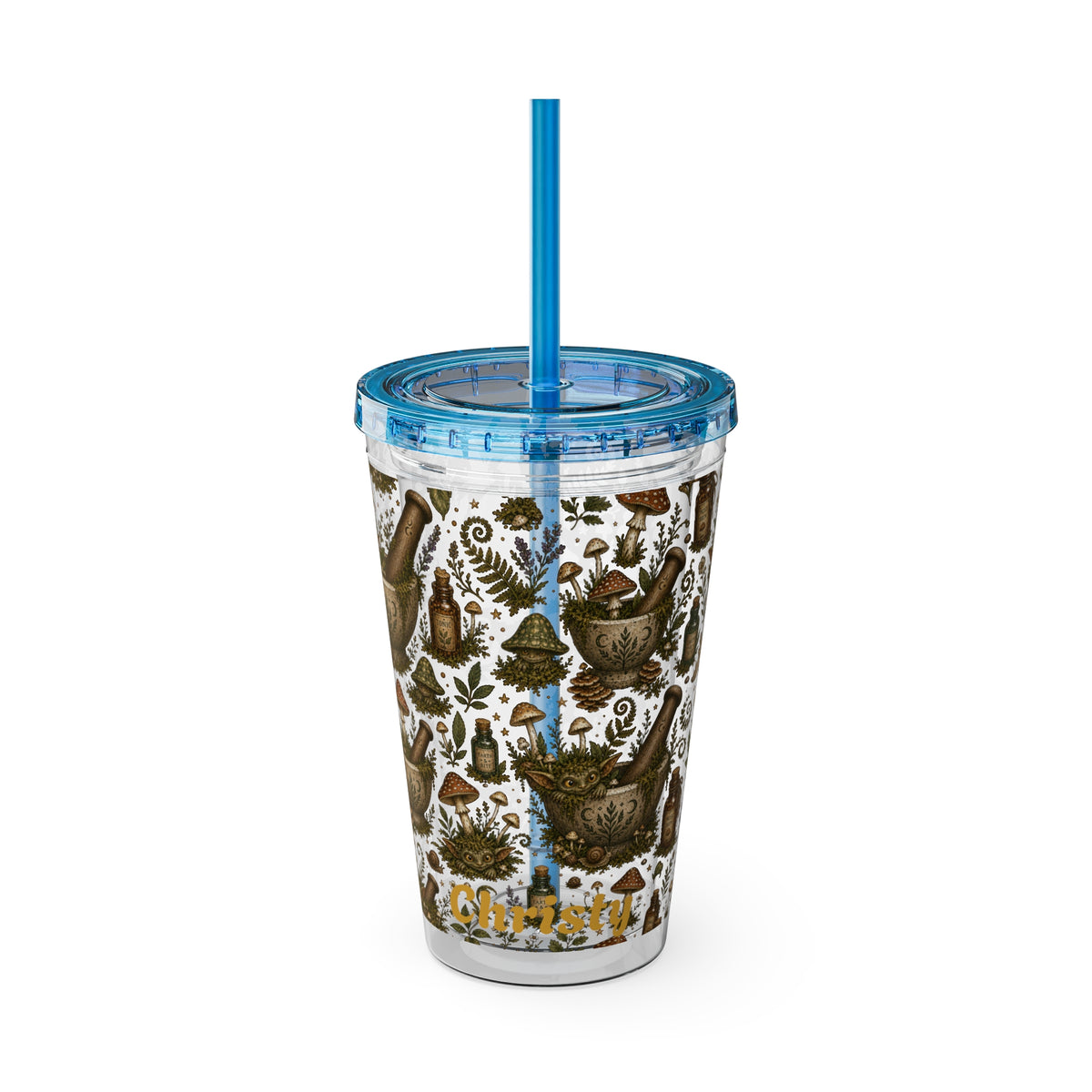Gremlin Apothecary Mushroom Tumbler With Straw For Herbal Tea Garden Design