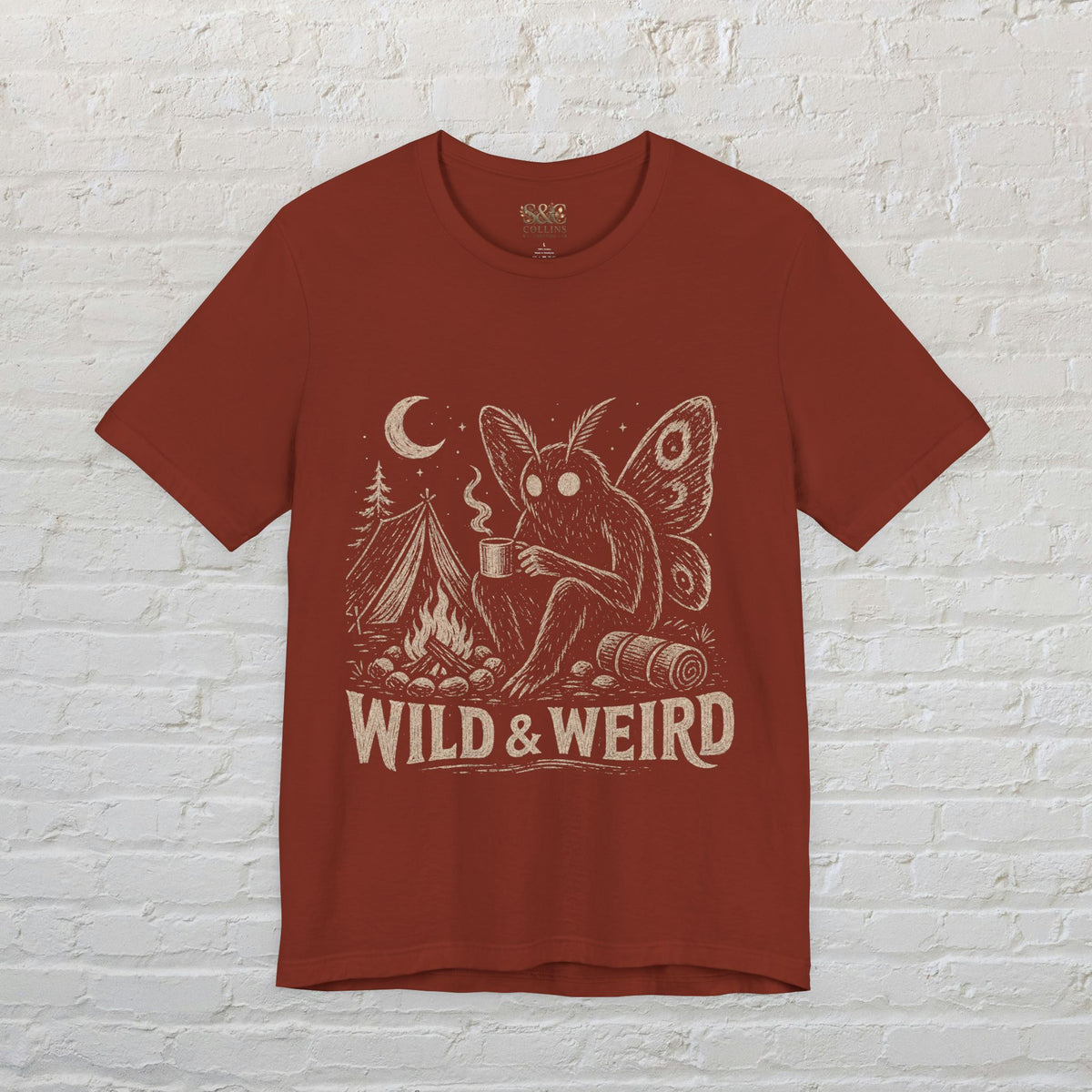 Mothman Camping Shirt | Cryptidcore Weirdcore Folk Horror Tee | Wild and Weird Cryptid Gift