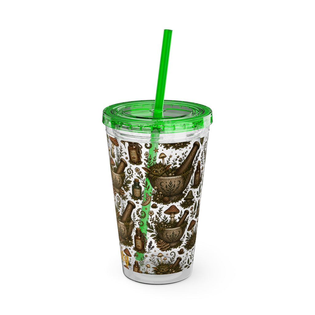 Gremlin Apothecary Mushroom Tumbler With Straw For Herbal Tea Garden Design