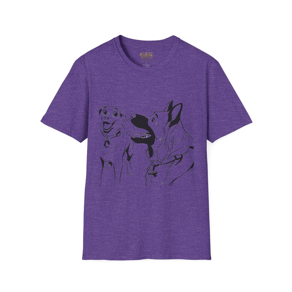 Dog Duo T-Shirt — Playful  Rancor & Ronin Toon Line Art Tee