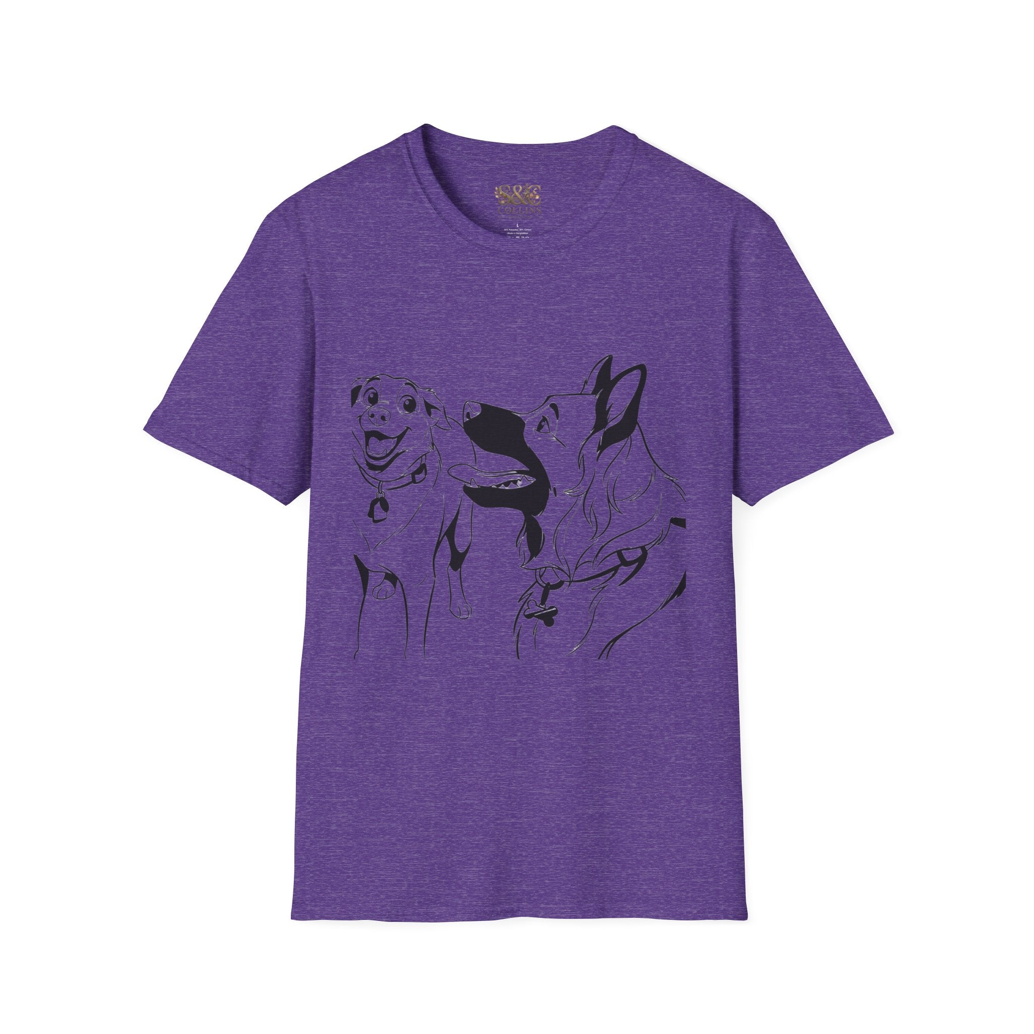 Dog Duo T-Shirt — Playful  Rancor & Ronin Toon Line Art Tee