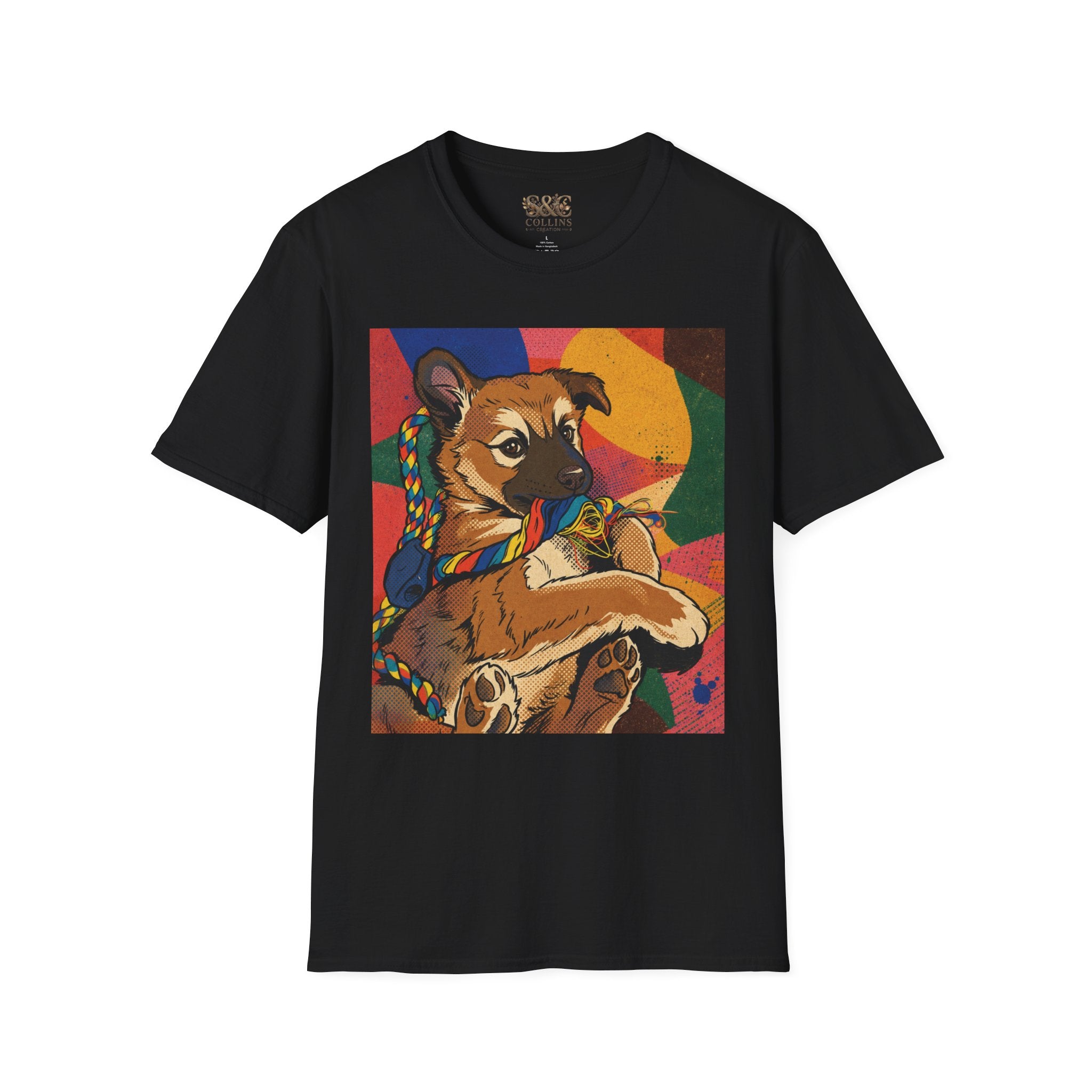 Puppy Portrait T‑Shirt – Colorful Rancor Puppy Art Graphic Tee