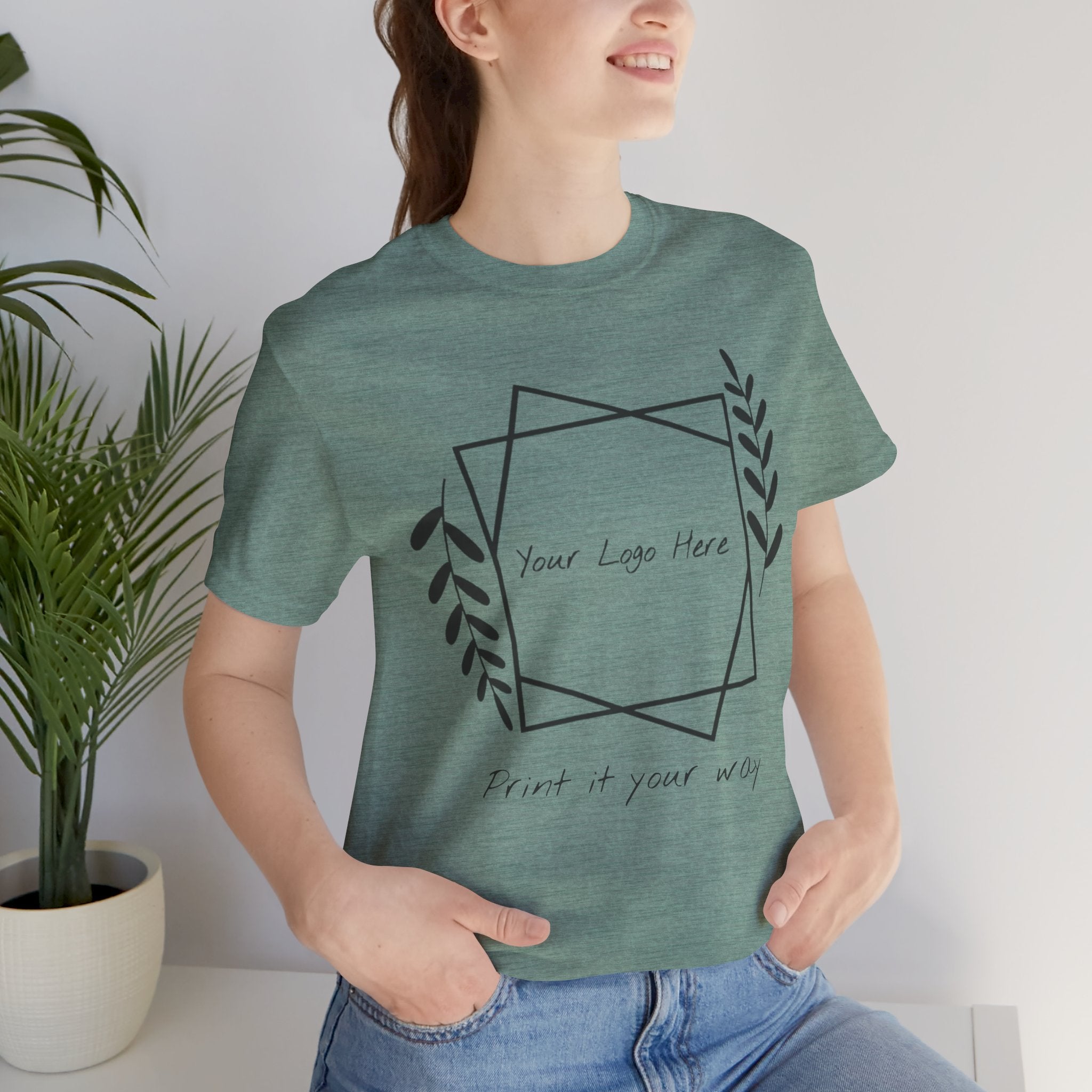 Customizable Floral Frame T‑Shirt – "Print it your way" Personalized Tee