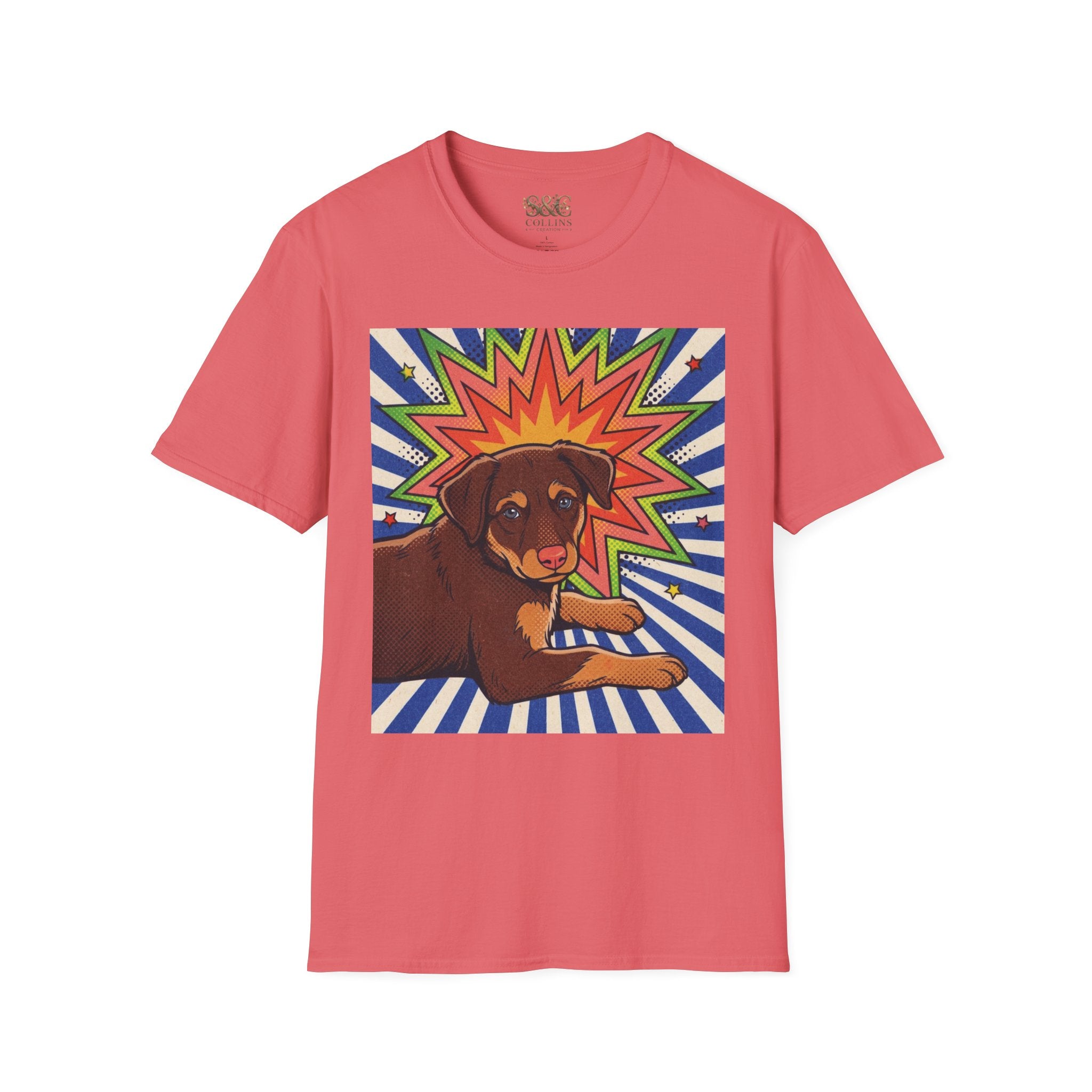 Retro Pop Art Dog T-Shirt — Colorful Ronin Puppy Graphic Tee