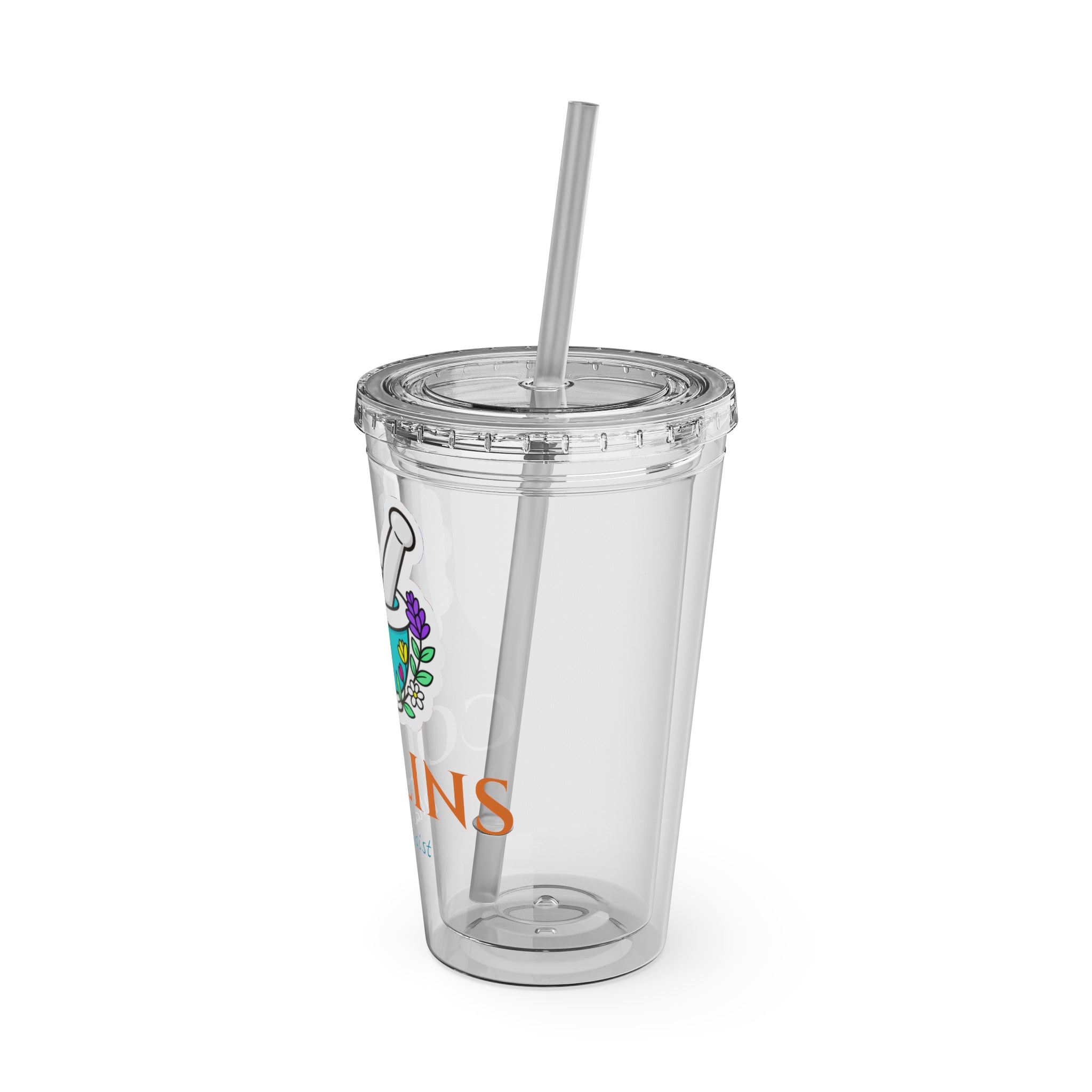 Herbal Apothecary Transparent Tumbler – Personalized 16oz Tumbler with Straw