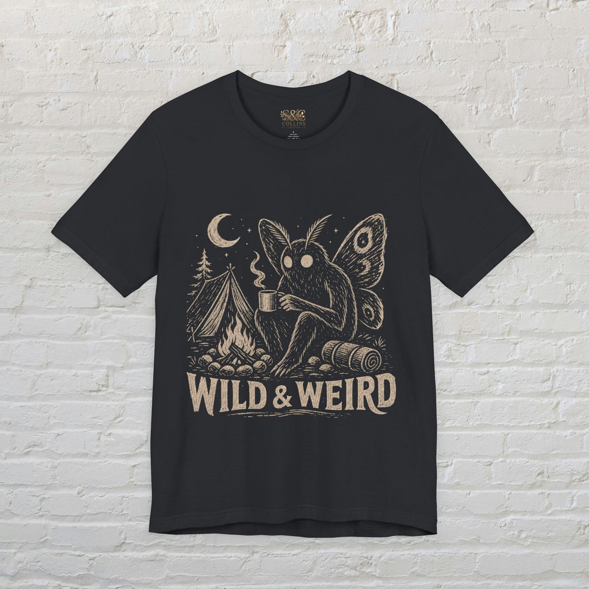 Mothman Camping Shirt | Cryptidcore Weirdcore Folk Horror Tee | Wild and Weird Cryptid Gift