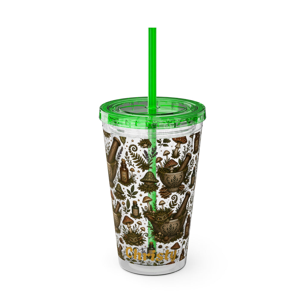 Gremlin Apothecary Mushroom Tumbler With Straw For Herbal Tea Garden Design