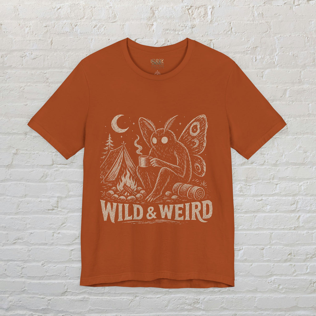 Mothman Camping Shirt | Cryptidcore Weirdcore Folk Horror Tee | Wild and Weird Cryptid Gift