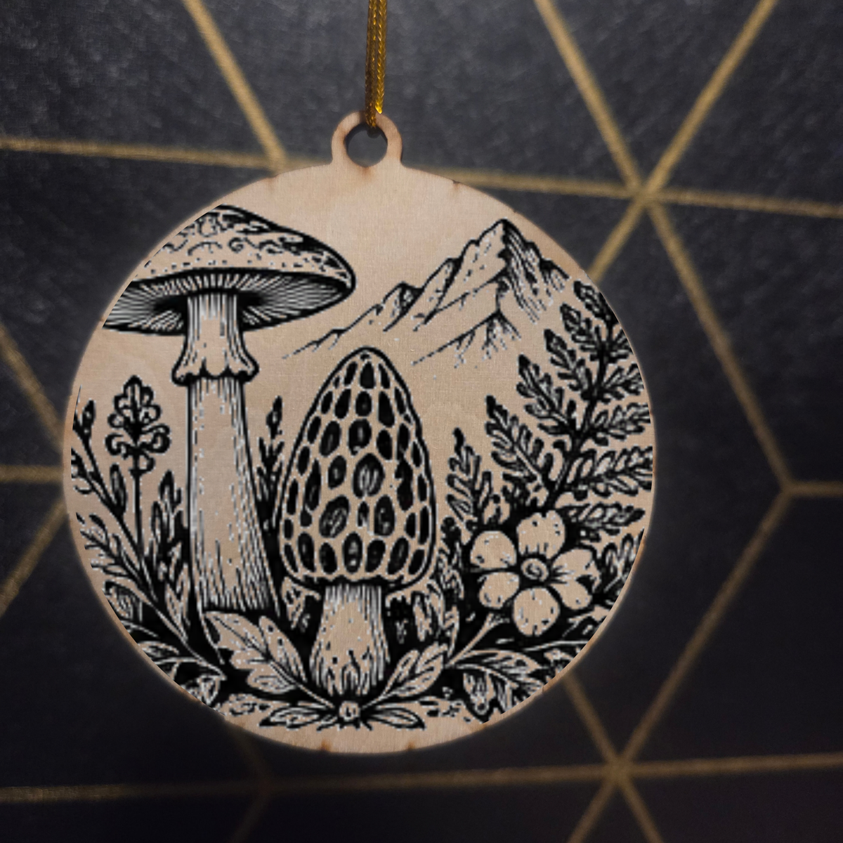 Goblincore Woodland— Wood Cut 3" Christmas Ornament