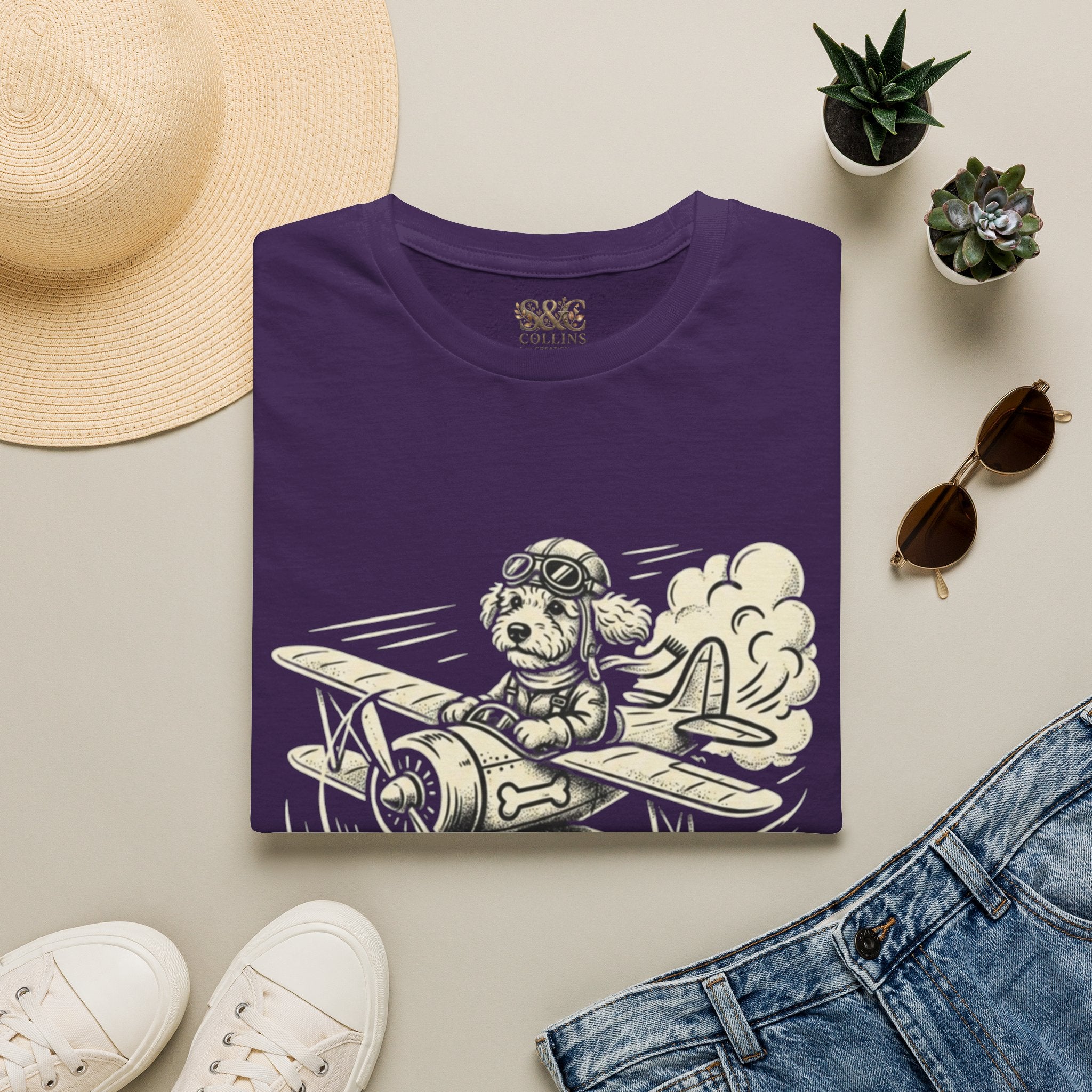 Dog Pilot T-Shirt —Dart the Adventurer "River Dogs" Vintage Airplane Graphic Tee