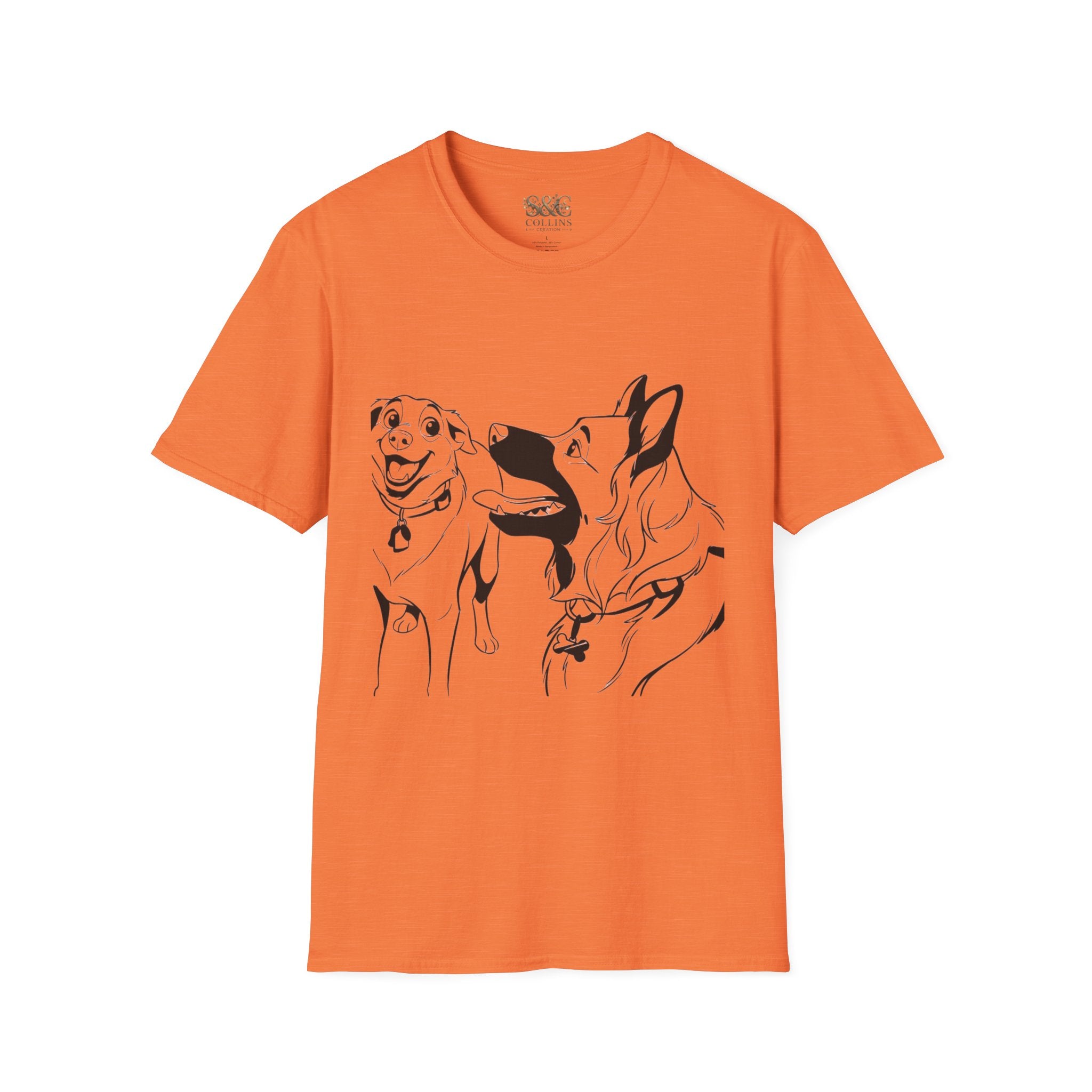 Dog Duo T-Shirt — Playful  Rancor & Ronin Toon Line Art Tee