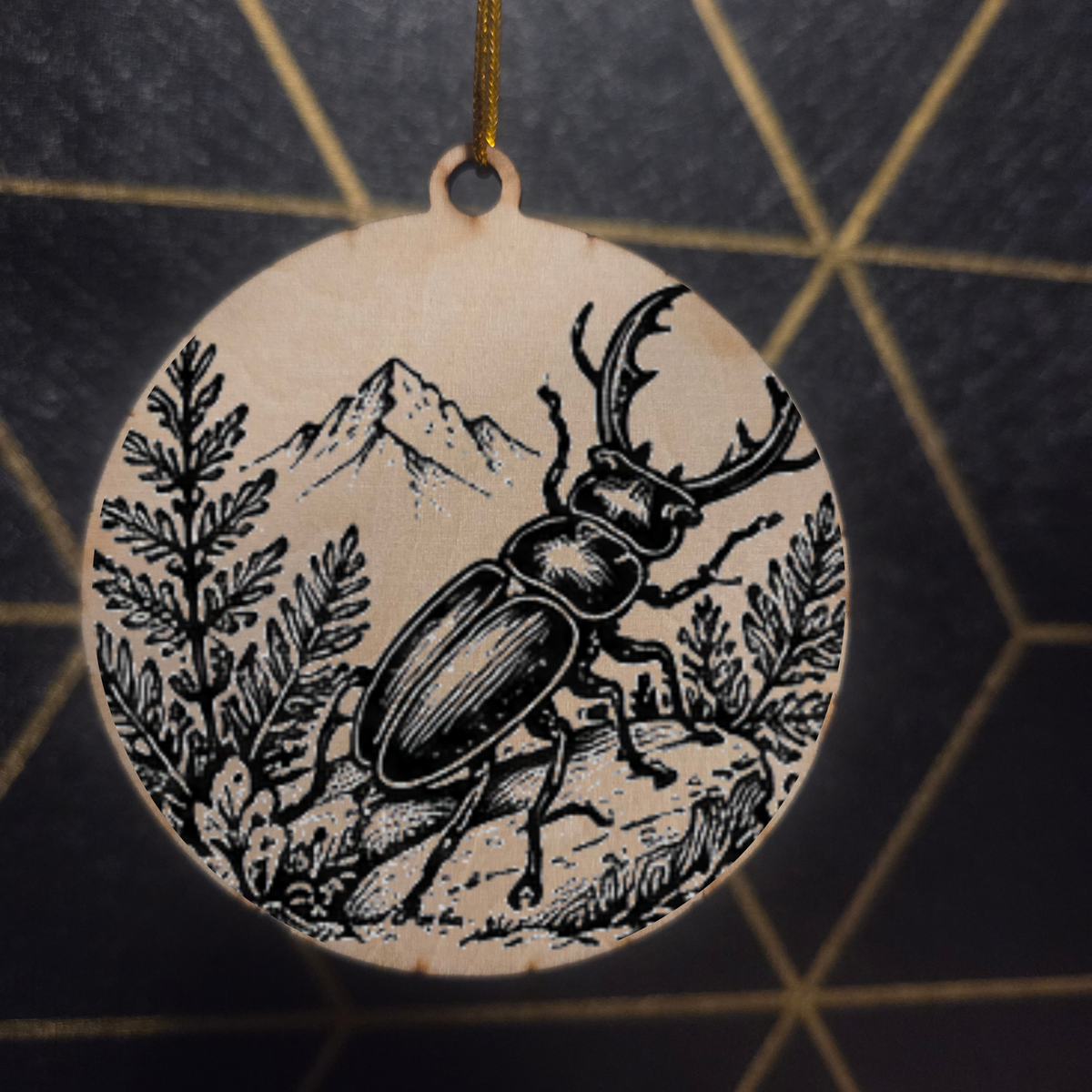 Goblincore Woodland— Wood Cut 3" Christmas Ornament