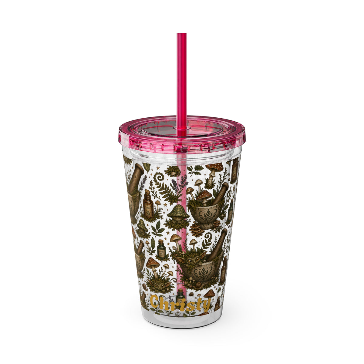 Gremlin Apothecary Mushroom Tumbler With Straw For Herbal Tea Garden Design