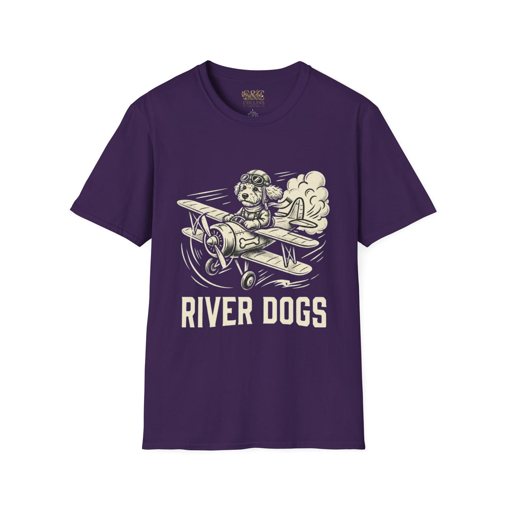 Dog Pilot T-Shirt —Dart the Adventurer "River Dogs" Vintage Airplane Graphic Tee