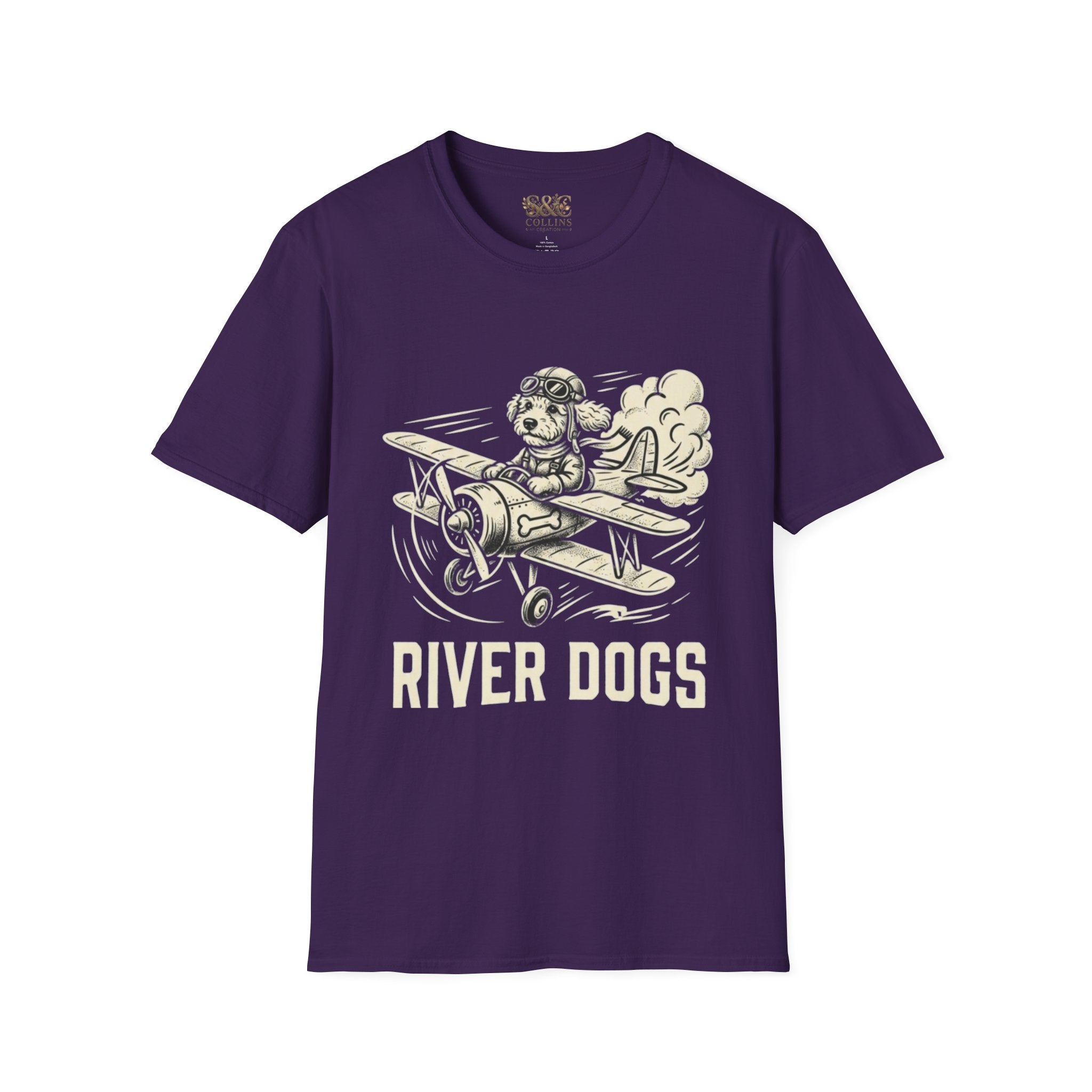 Dog Pilot T-Shirt —Dart the Adventurer "River Dogs" Vintage Airplane Graphic Tee