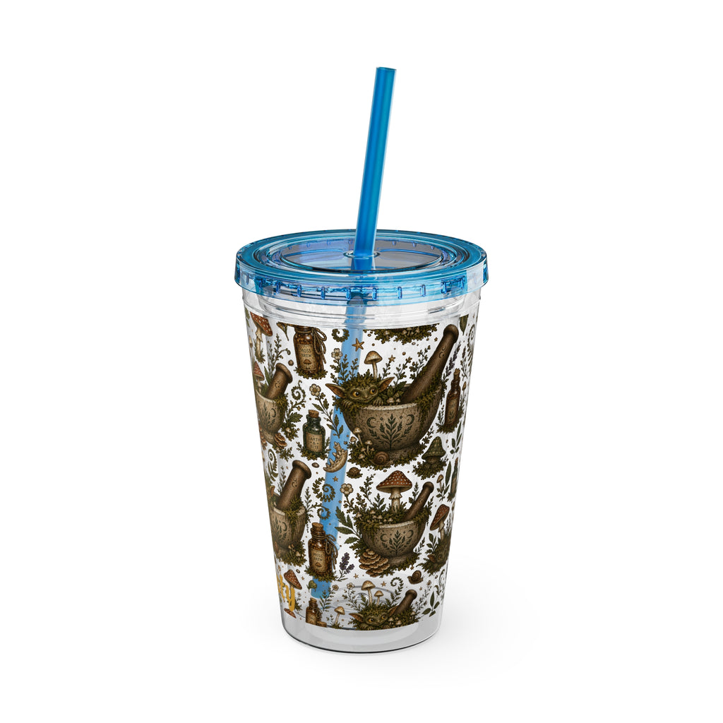Gremlin Apothecary Mushroom Tumbler With Straw For Herbal Tea Garden Design