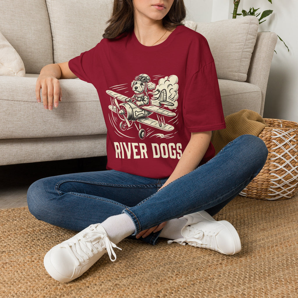 Dog Pilot T-Shirt —Dart the Adventurer "River Dogs" Vintage Airplane Graphic Tee