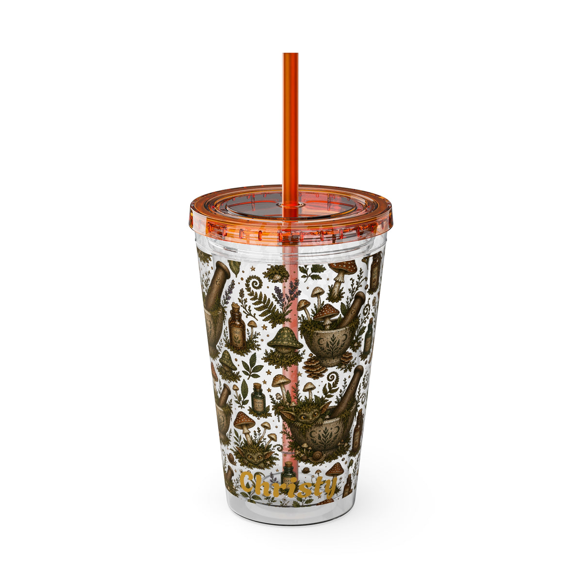 Gremlin Apothecary Mushroom Tumbler With Straw For Herbal Tea Garden Design