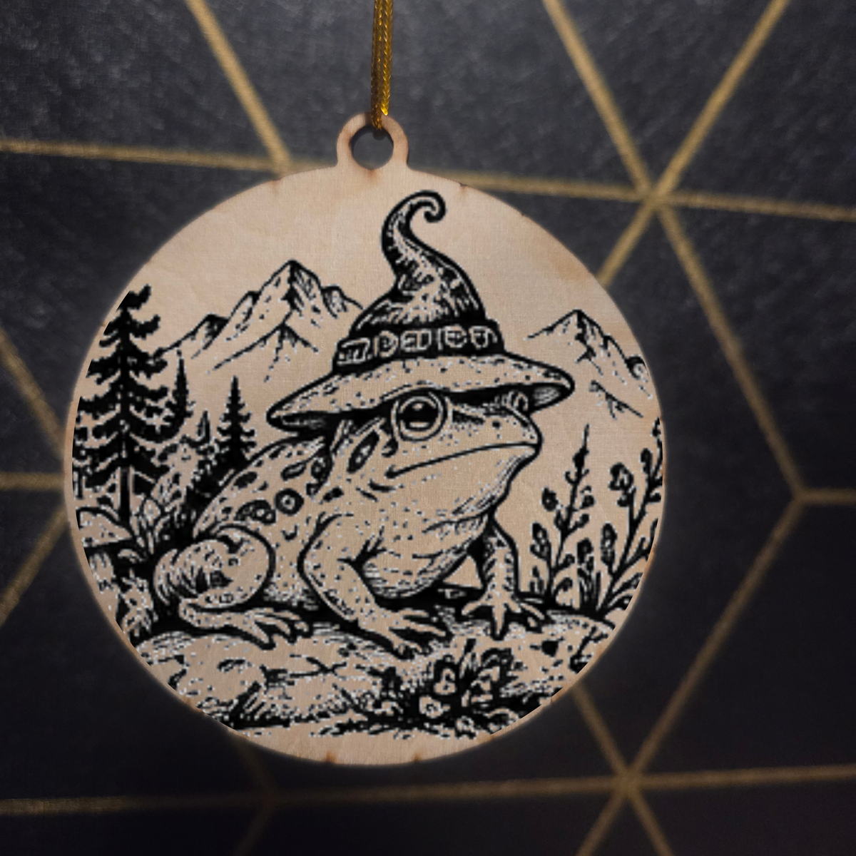 Goblincore Woodland— Wood Cut 3" Christmas Ornament