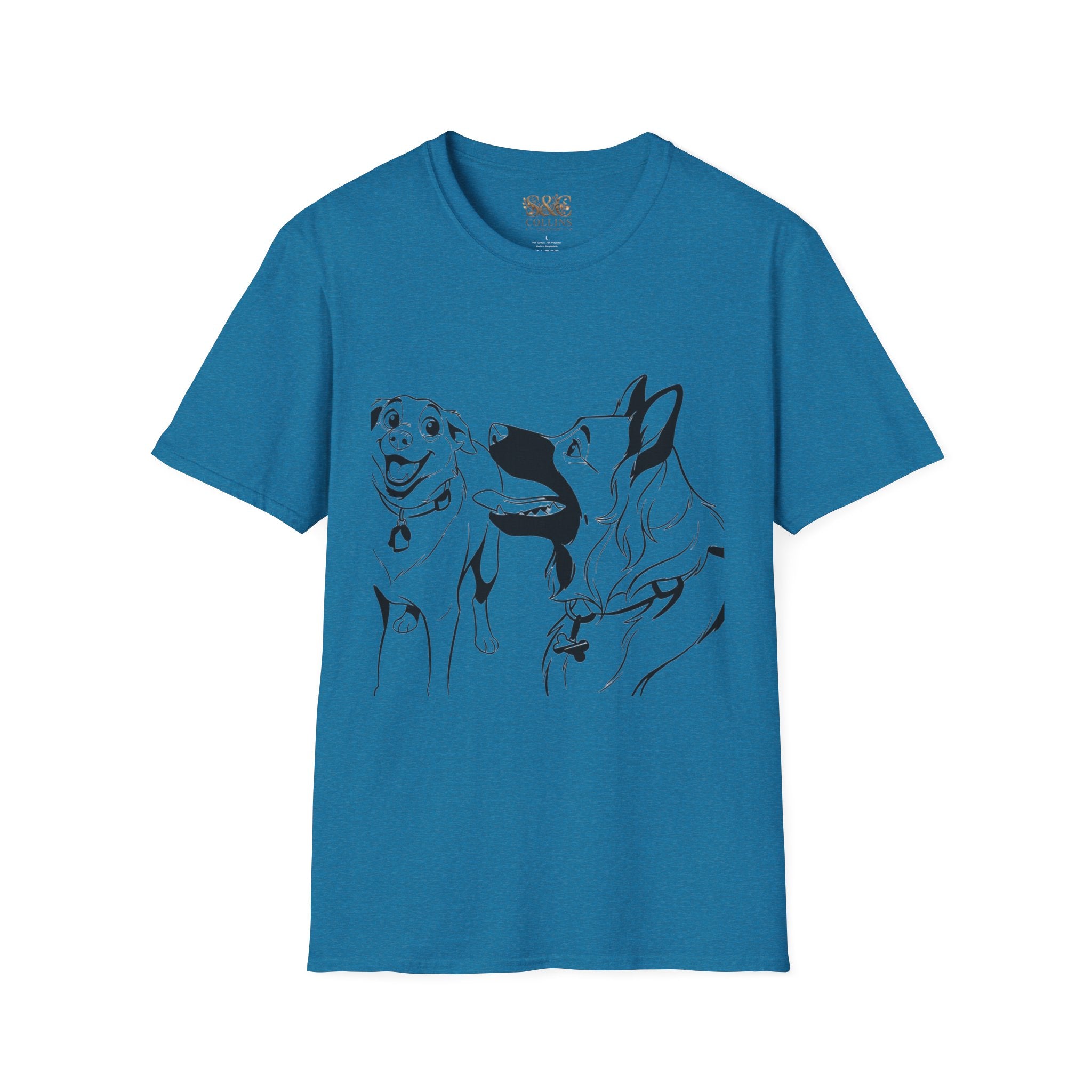 Dog Duo T-Shirt — Playful  Rancor & Ronin Toon Line Art Tee