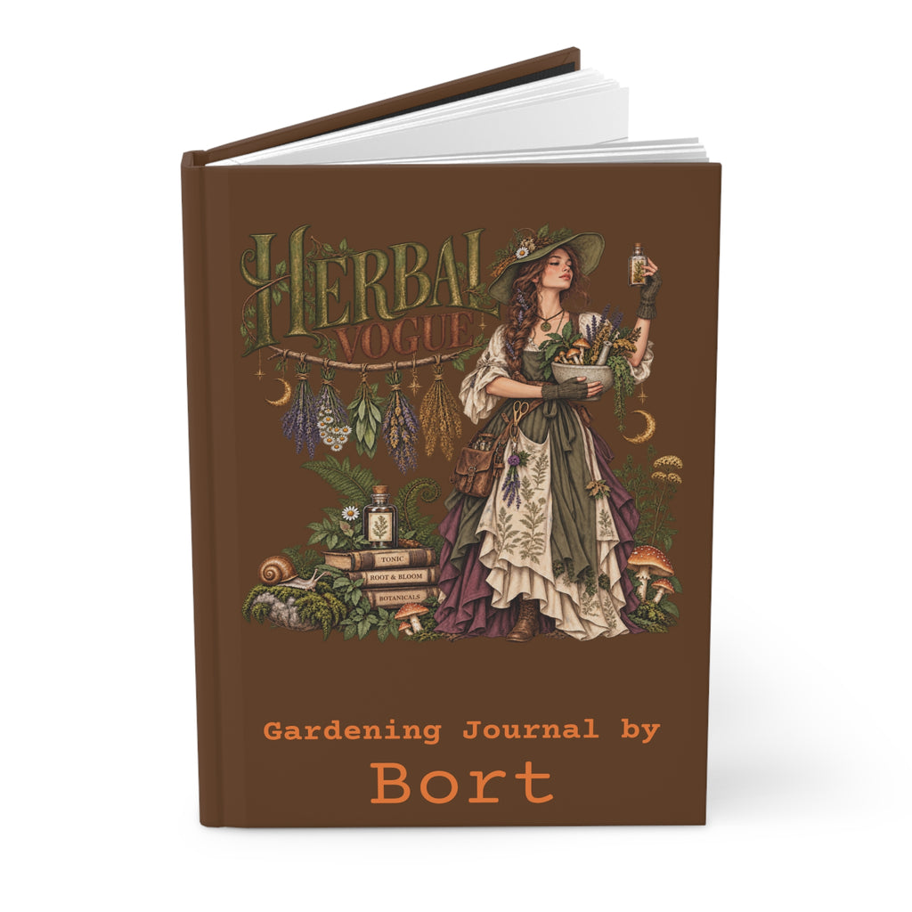 Gardening Journal — Herbalist Botanical Hardcover Notebook "Herbal Vogue"