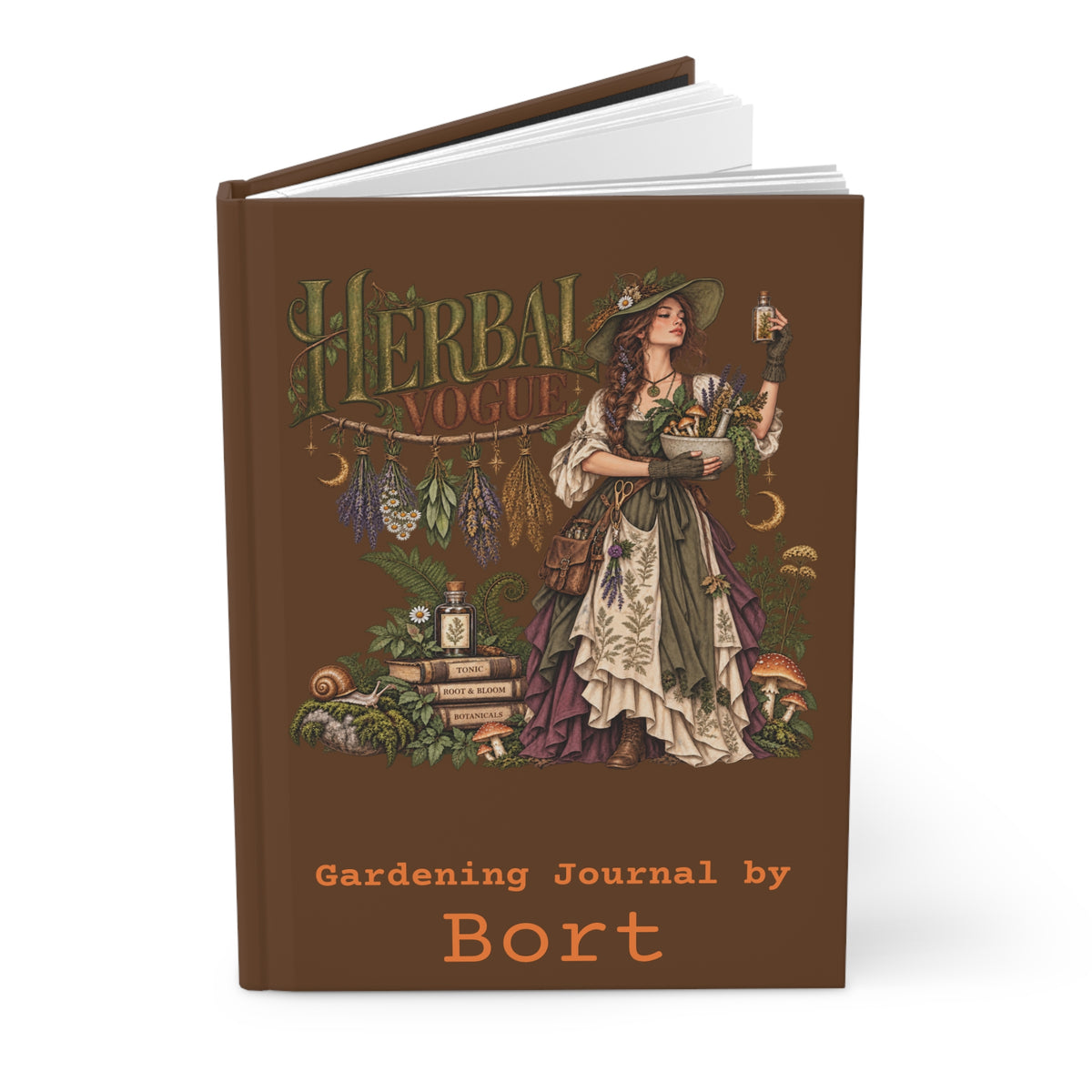 Gardening Journal — Herbalist Botanical Hardcover Notebook "Herbal Vogue"