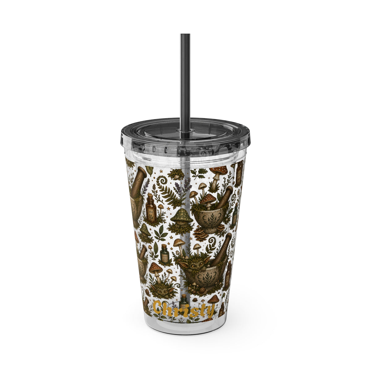 Gremlin Apothecary Mushroom Tumbler With Straw For Herbal Tea Garden Design