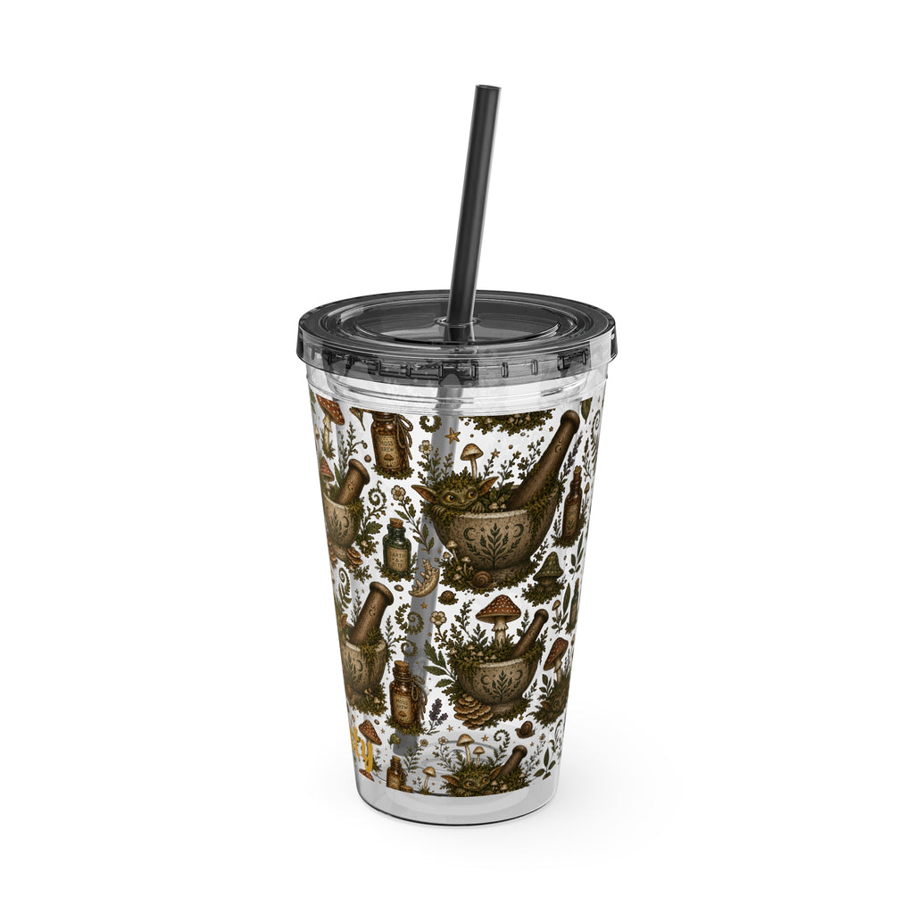 Gremlin Apothecary Mushroom Tumbler With Straw For Herbal Tea Garden Design