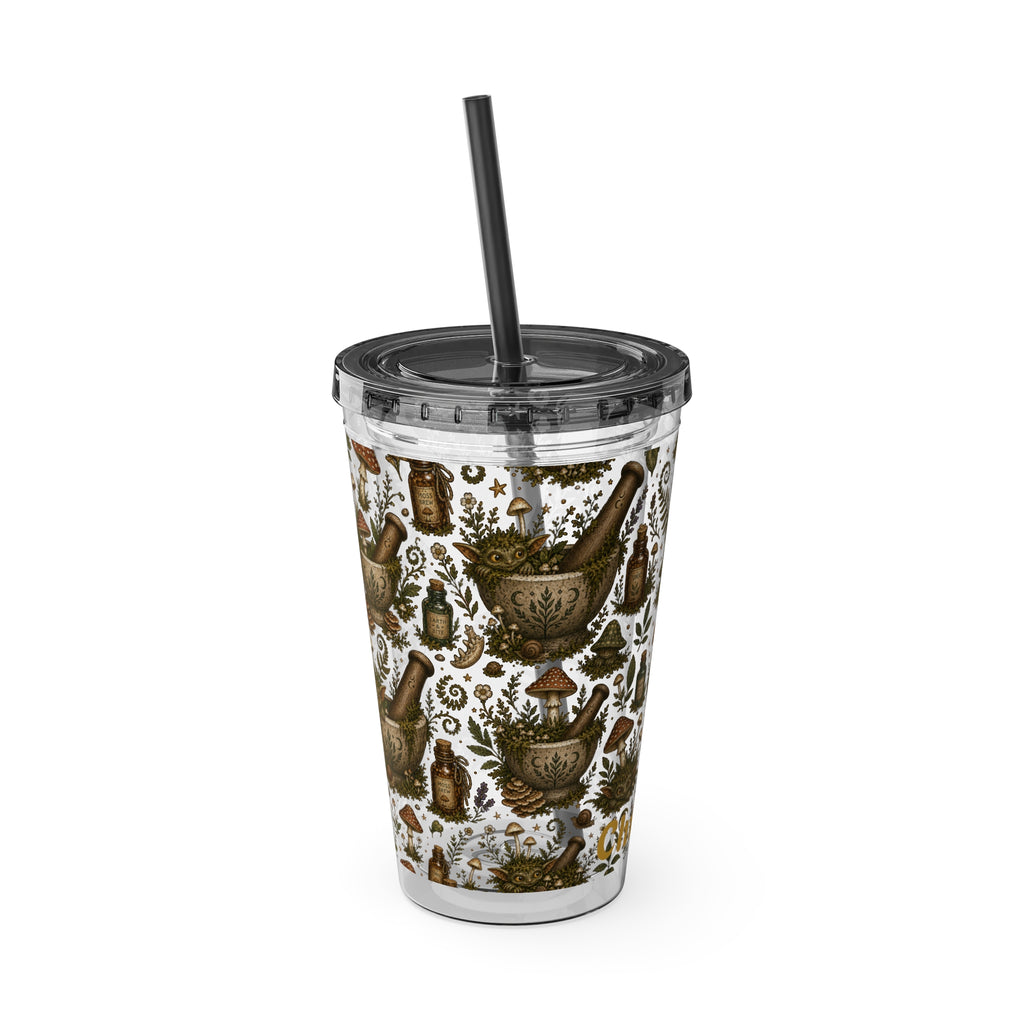 Gremlin Apothecary Mushroom Tumbler With Straw For Herbal Tea Garden Design