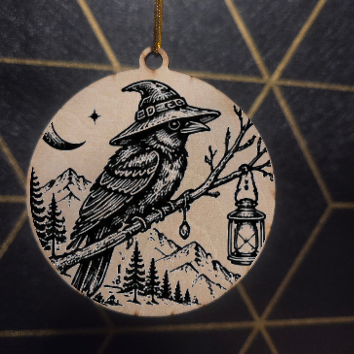Goblincore Woodland— Wood Cut 3" Christmas Ornament