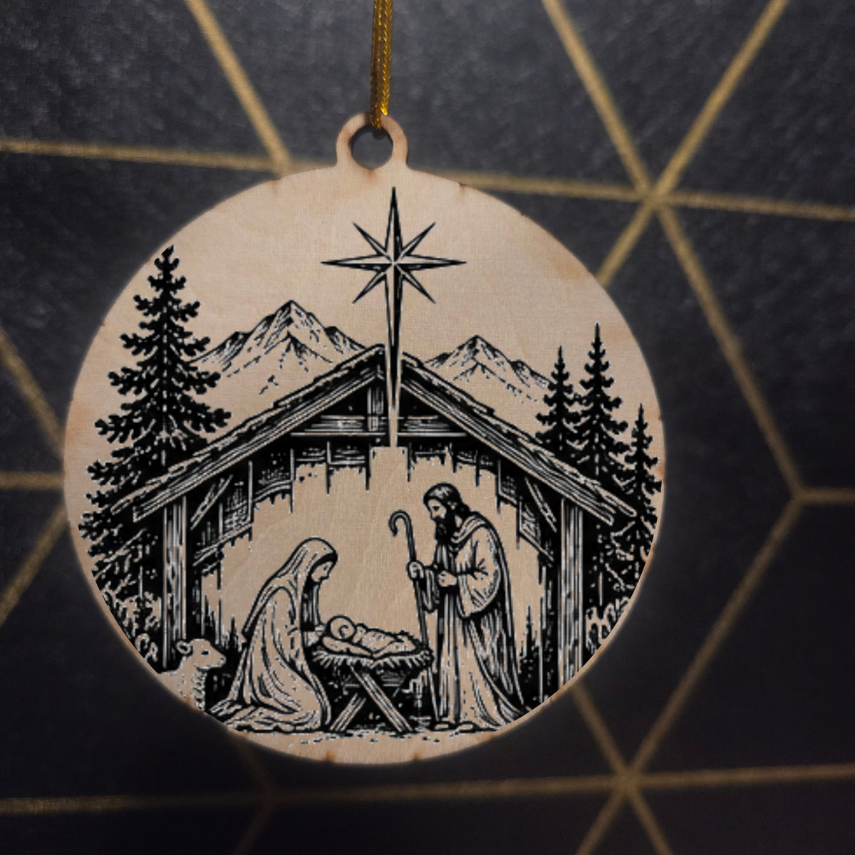 Christmas Nativity — Wood Cut 3" Christmas Ornament
