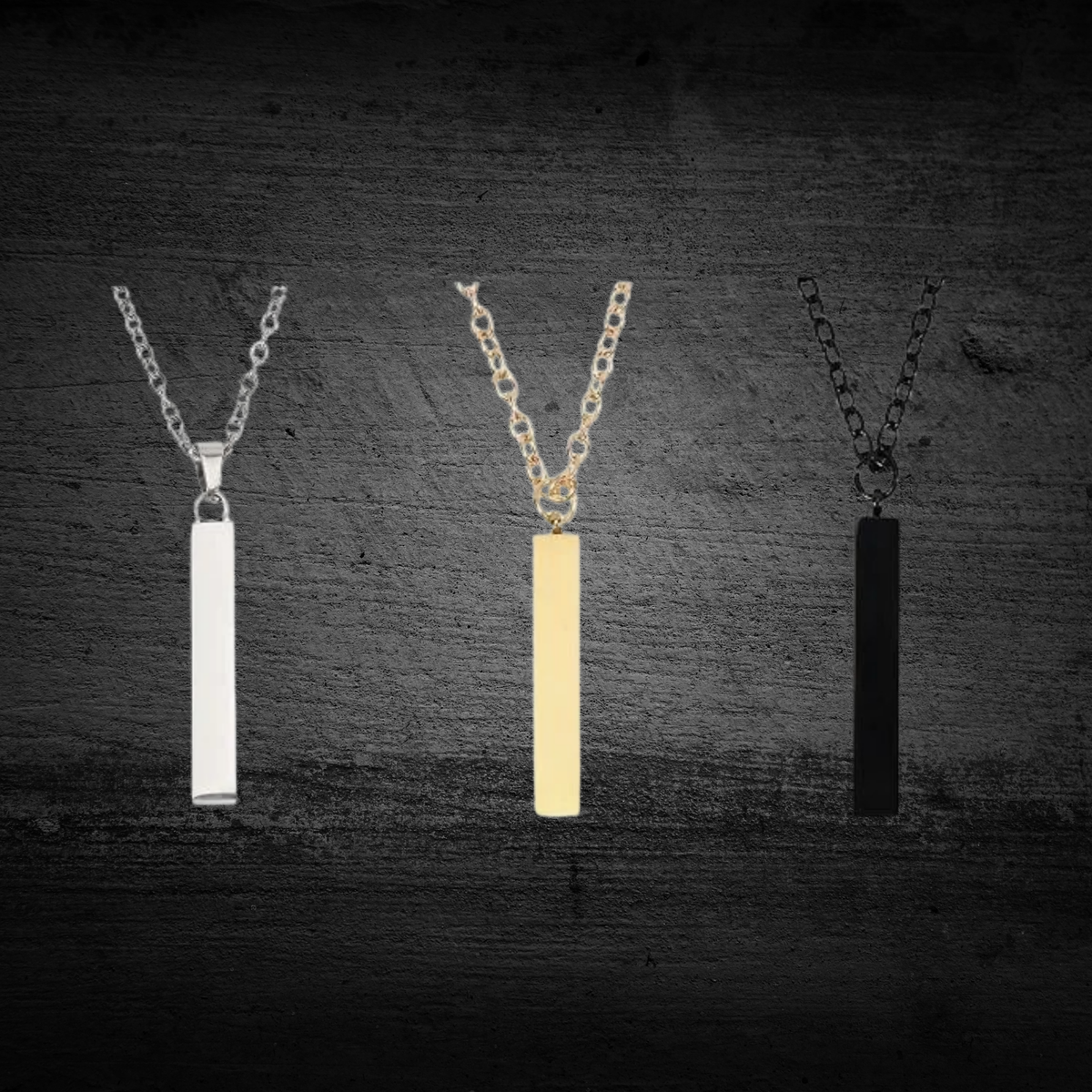 Custom Engraved Vertical Name Bar Name Necklace