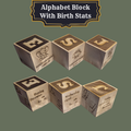 Custom Alphabet Block with Birth Stats