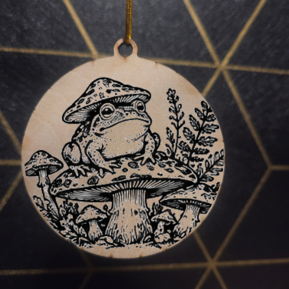 Goblincore Woodland— Wood Cut 3" Christmas Ornament