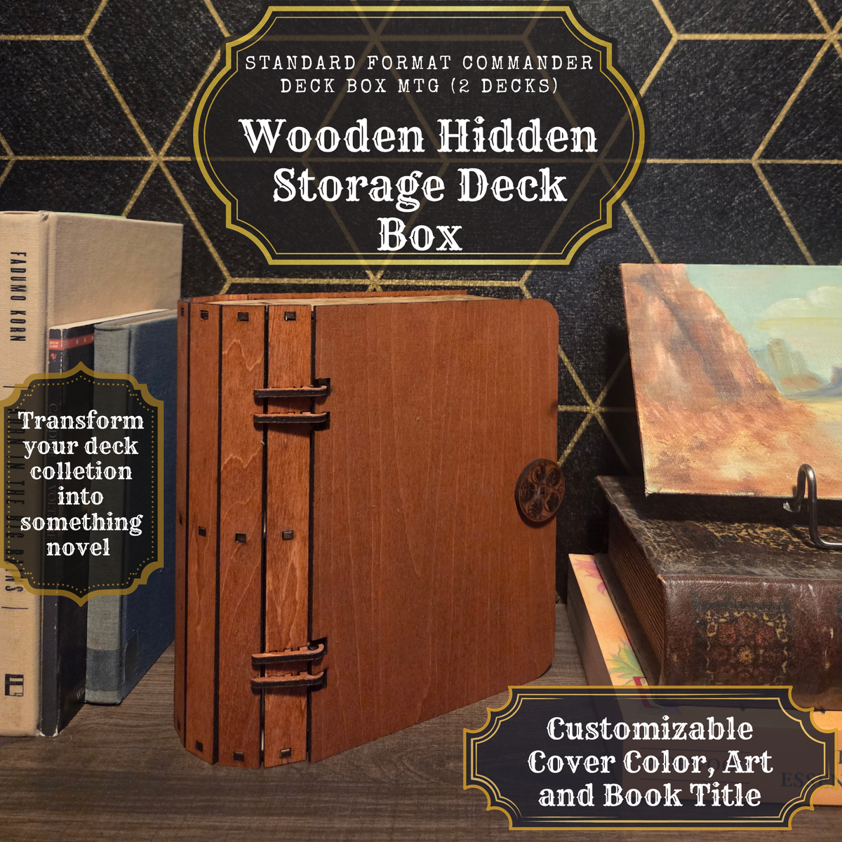 Wooden Hidden Storage Book Decoy Double Commander Deck Box