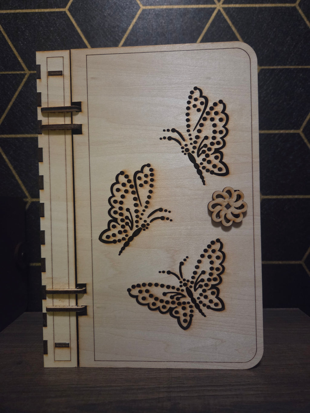 Wooden Memory/ Jewelry box with locking Hinged Lid