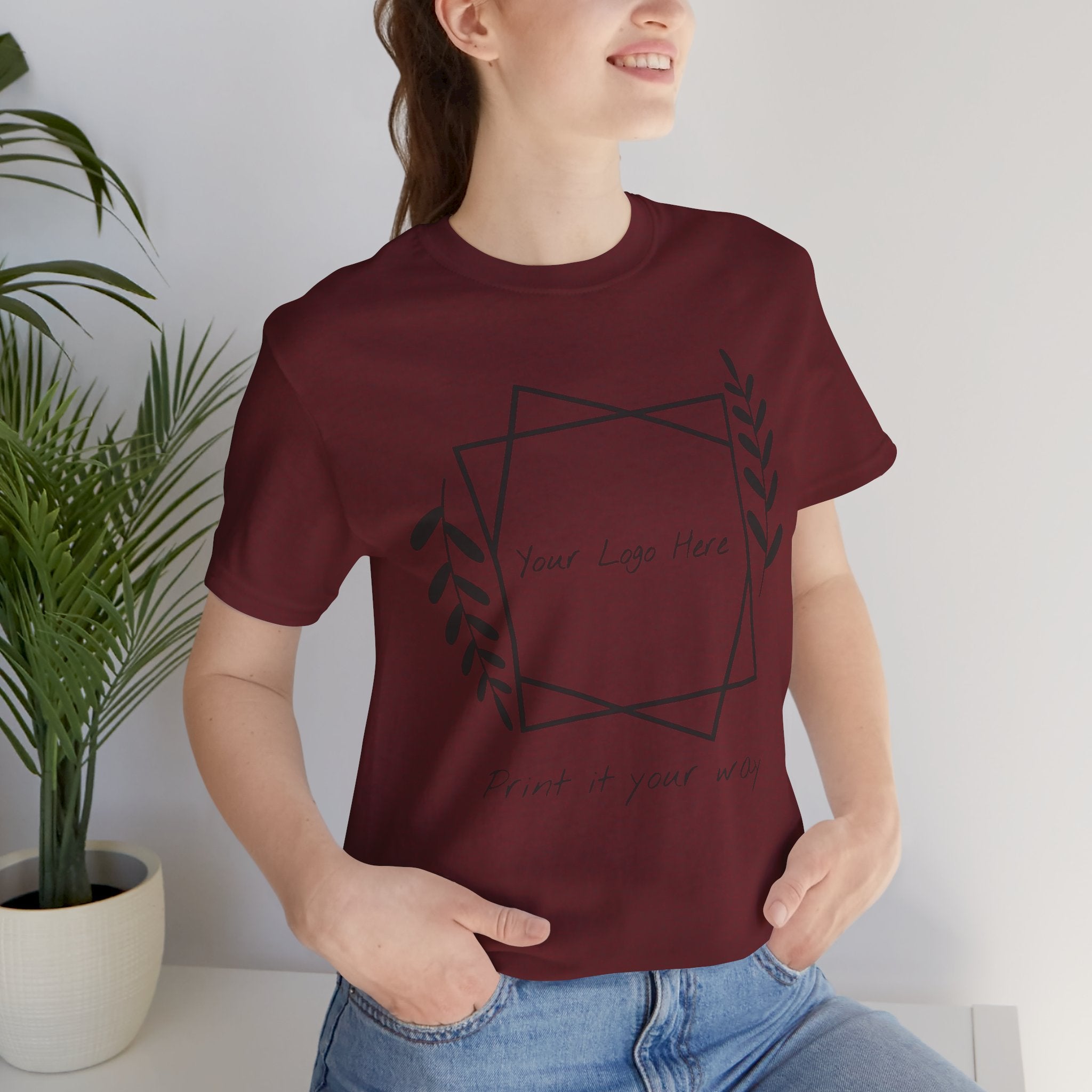 Customizable Floral Frame T‑Shirt – "Print it your way" Personalized Tee