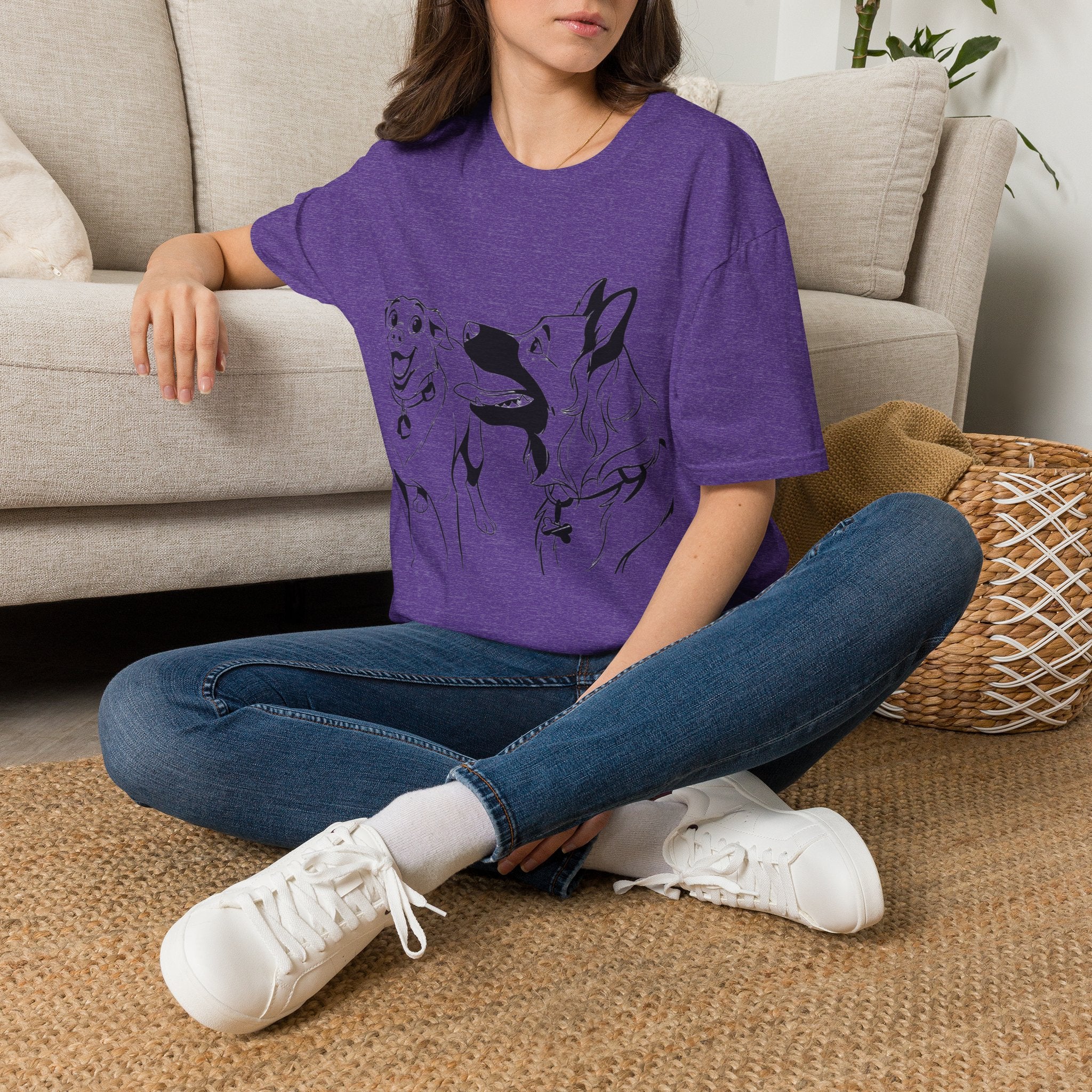 Dog Duo T-Shirt — Playful  Rancor & Ronin Toon Line Art Tee