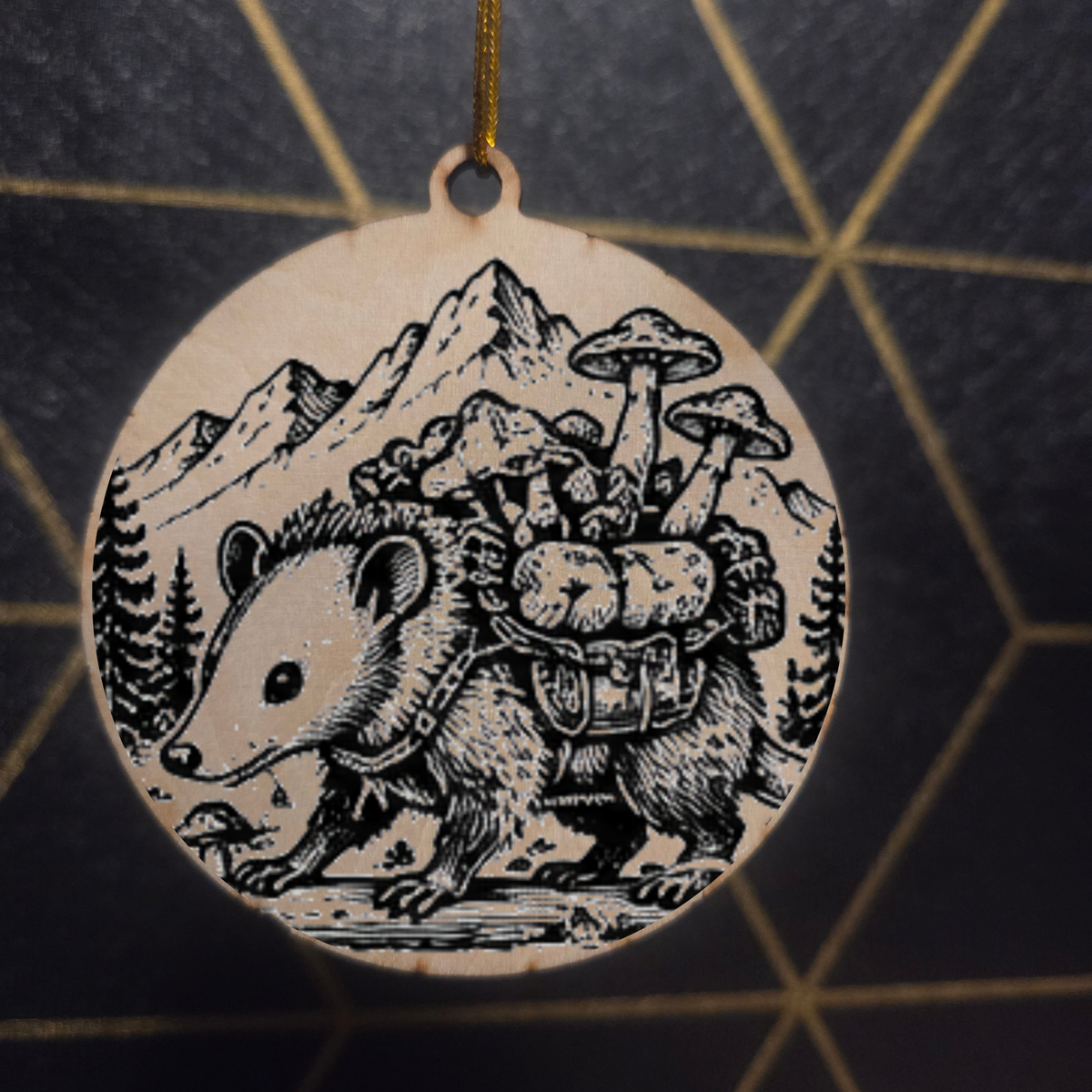Goblincore Woodland— Wood Cut 3" Christmas Ornament