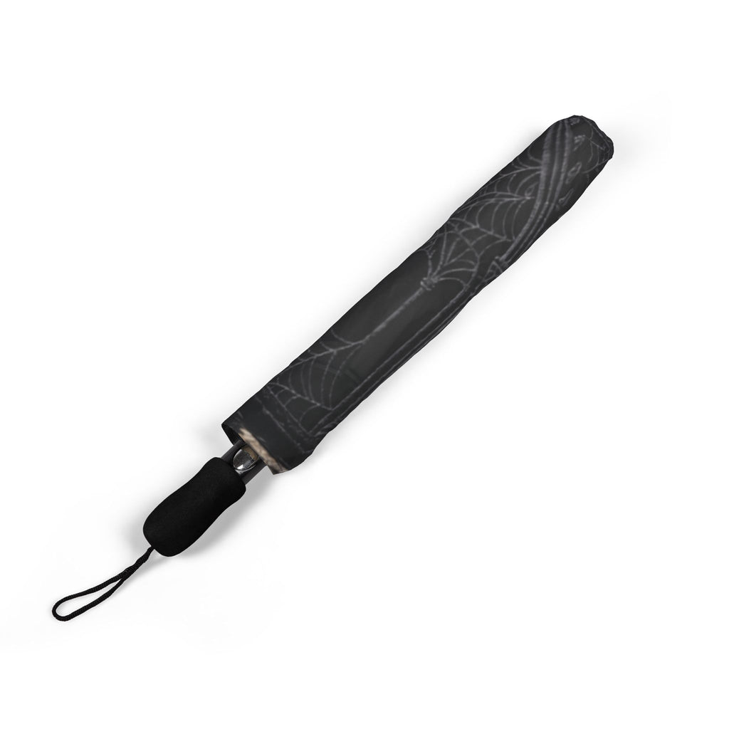Gothic Faux-Embroidery Semi Automatic Foldable Umbrella Waterproof Polyester Pongee With 8 Ribs