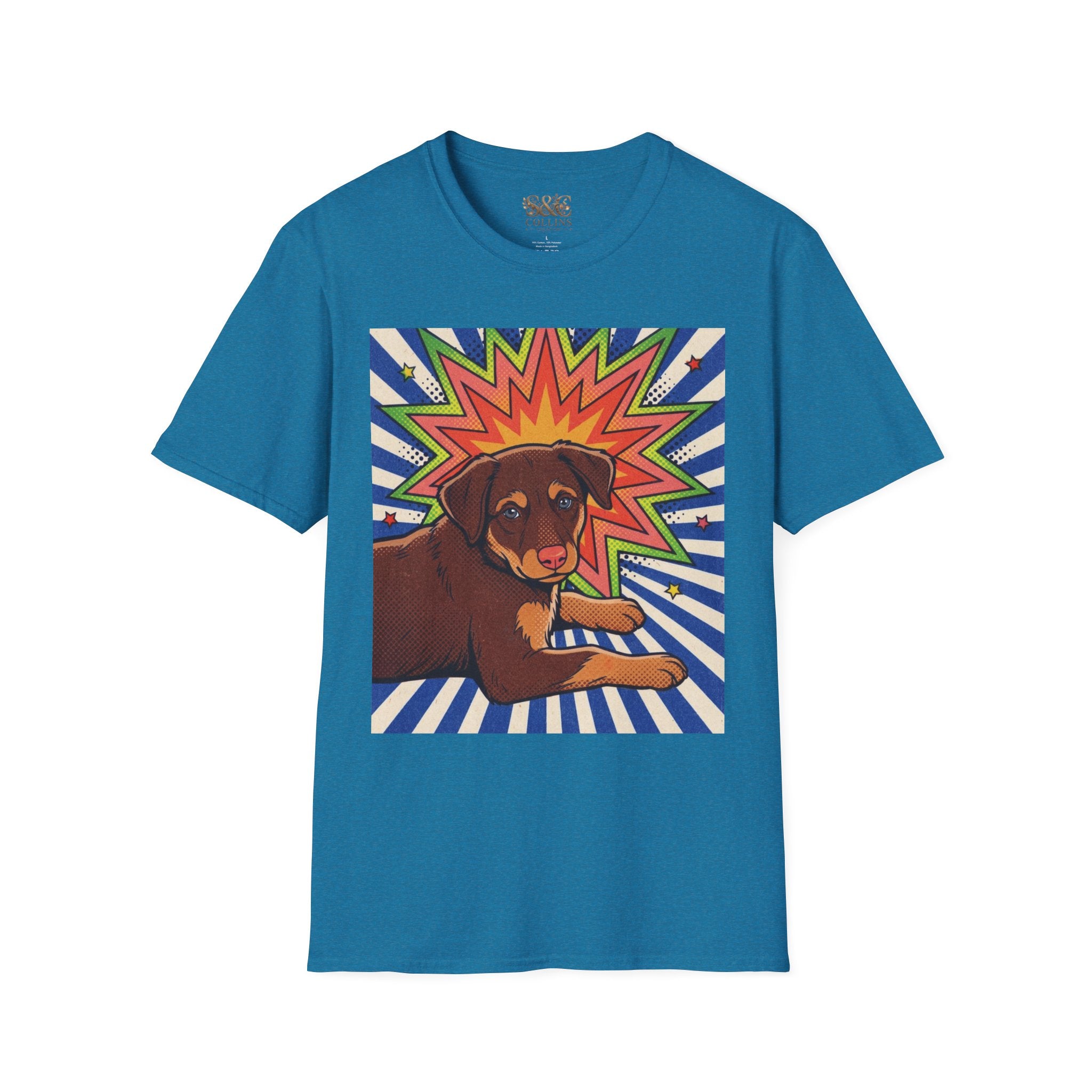 Retro Pop Art Dog T-Shirt — Colorful Ronin Puppy Graphic Tee