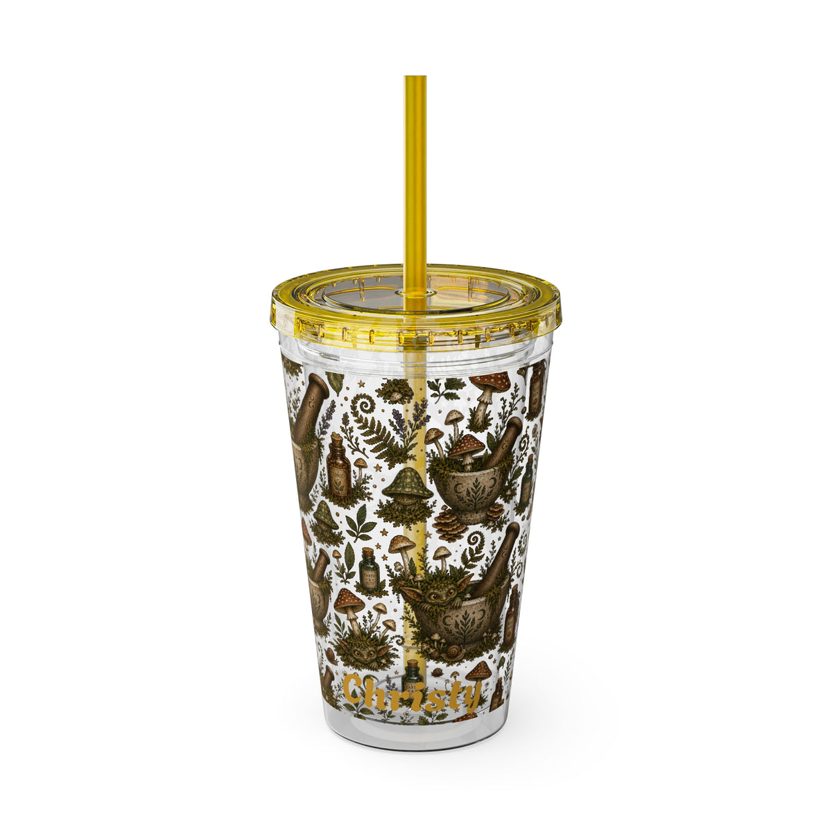 Gremlin Apothecary Mushroom Tumbler With Straw For Herbal Tea Garden Design